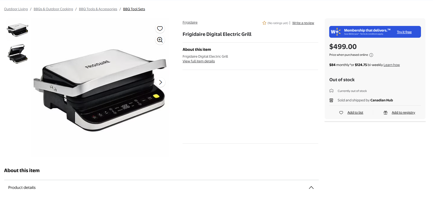 Frigidaire Digital Electric Grill