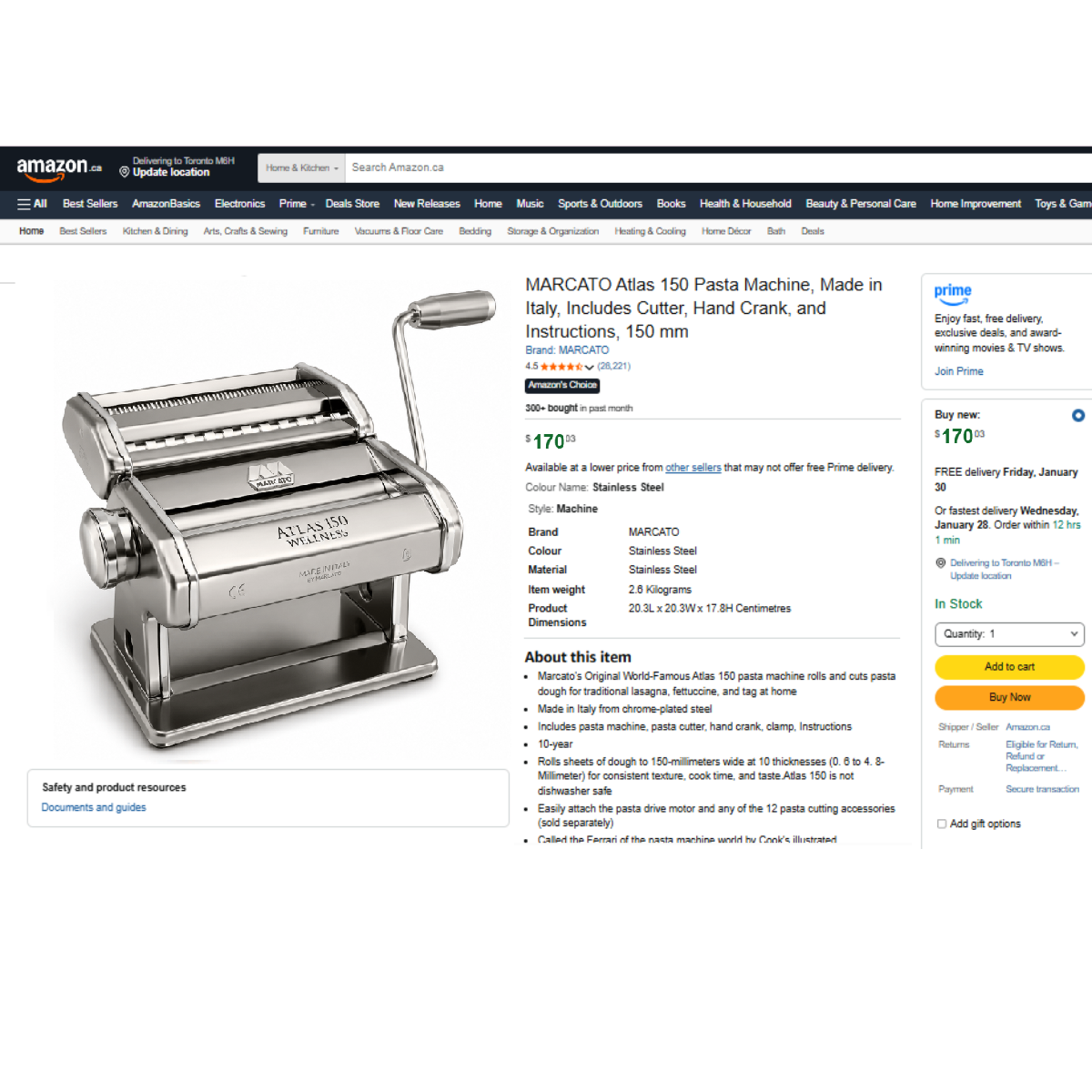 Store Price $192-SEALED Italian Stainless Steel Marcato Atlas150 - photo 2