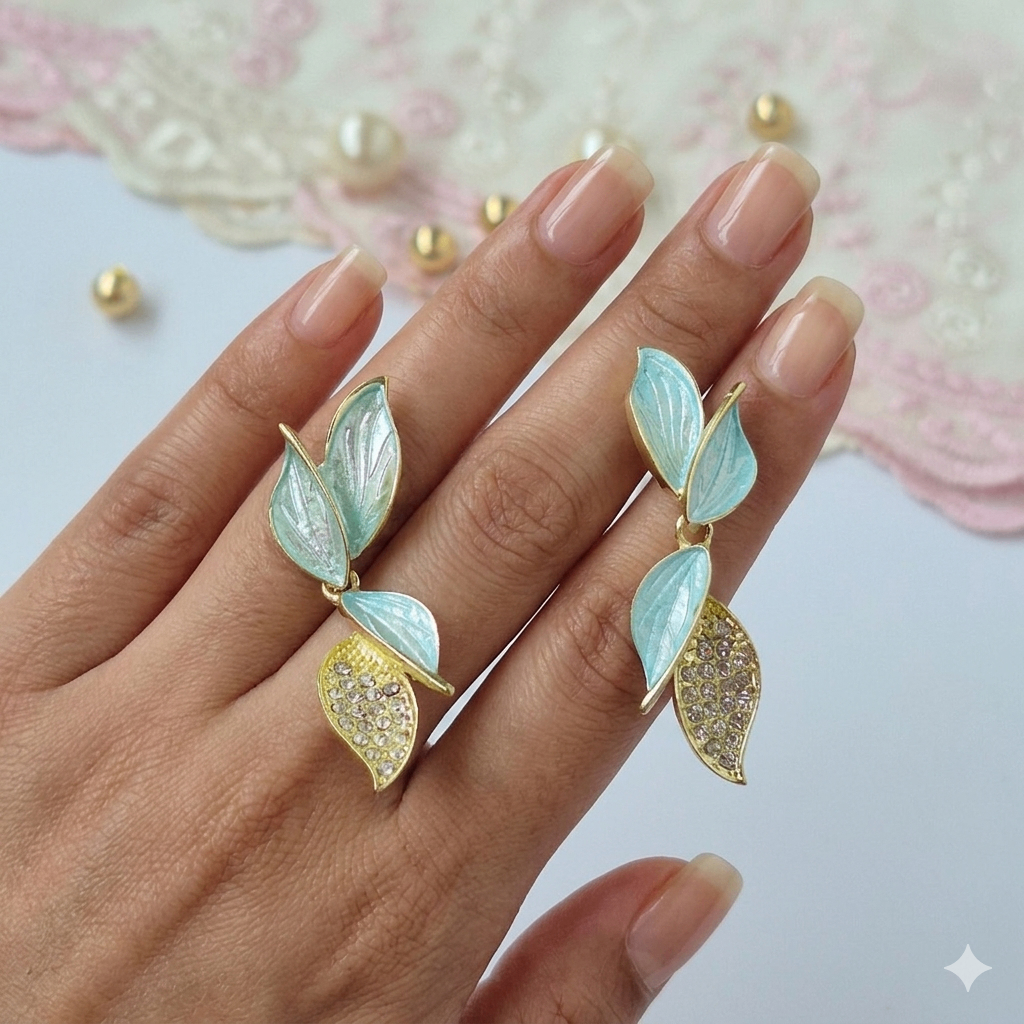 ✨ Pastel mint green  leaf earrings by Rabloo Accessories - photo 2