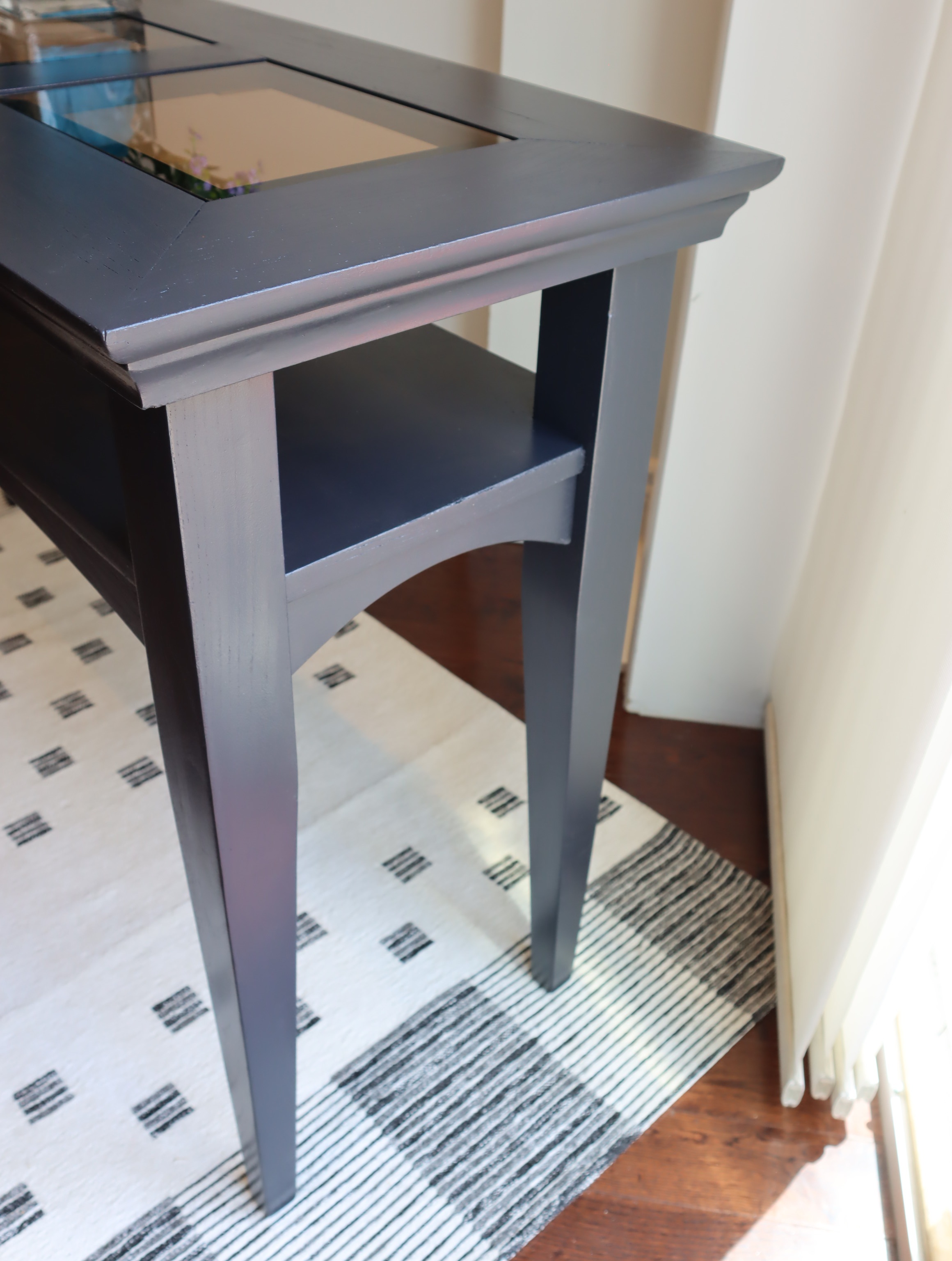 Black Console Sofa Table with Glass Inserts - photo 5