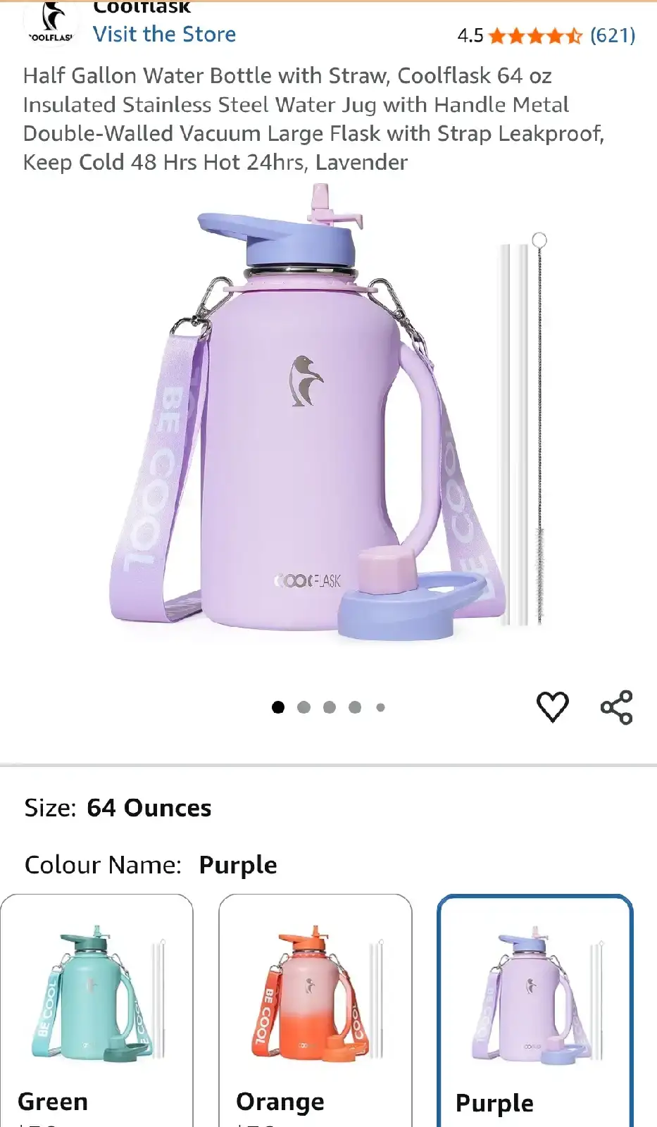 Coolflask 64 oz Water Bottle - Lavender