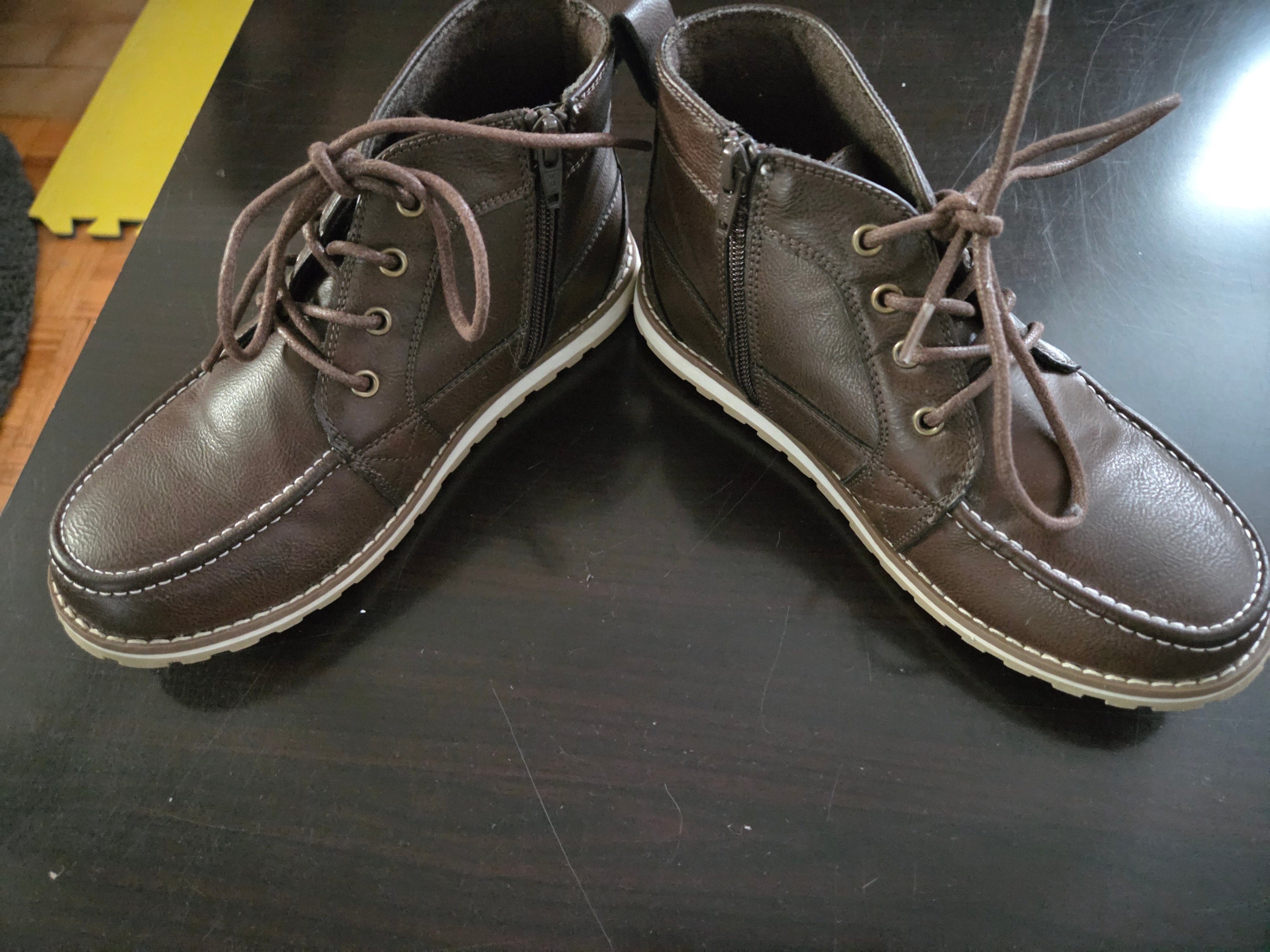Boys (Youth) Size 5 Lace up boots w/ laces & inside zippers - photo 2
