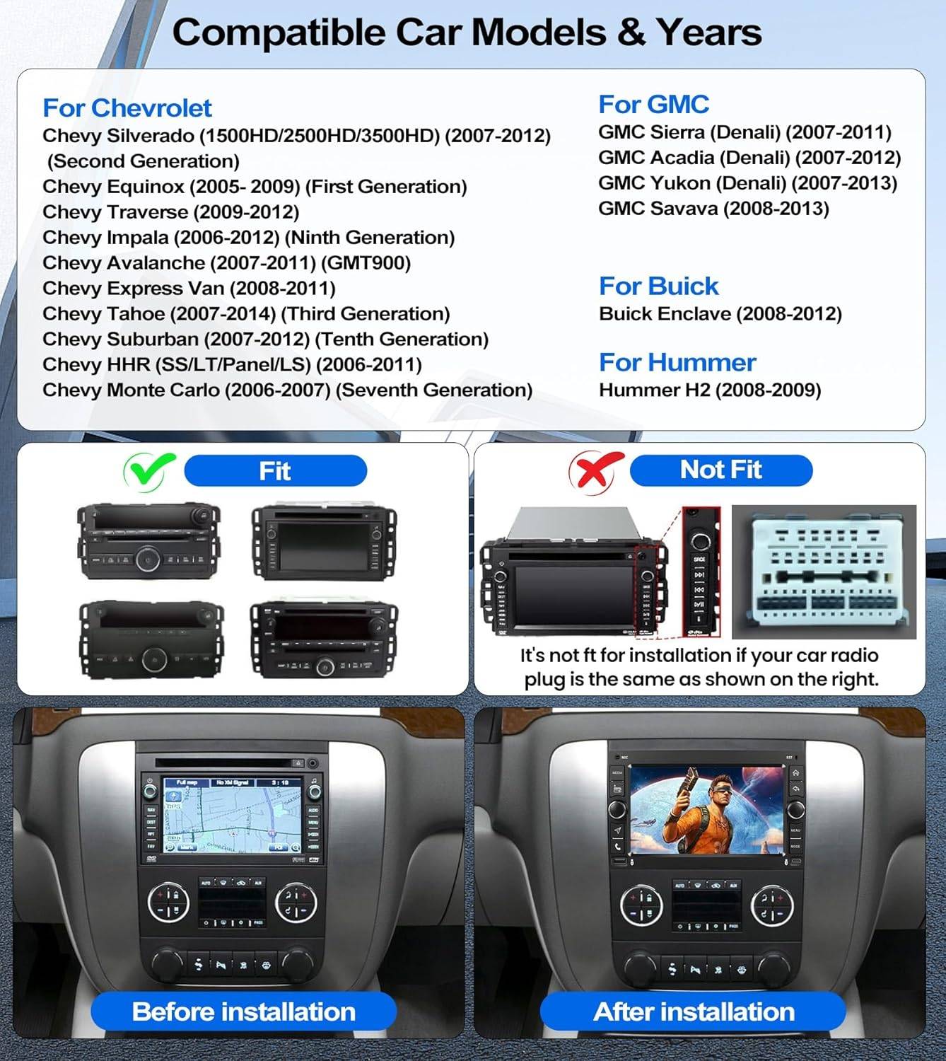 4G+128G Android 15 Car Stereo for GMC Sierra/Chevrolet Chevy - photo 2