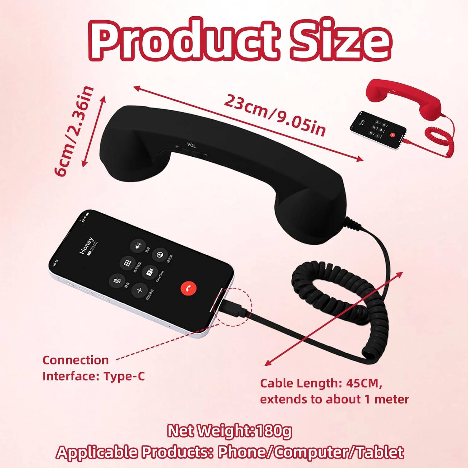 Retro Phone Handset Receiver for Type-C Devices - photo 2