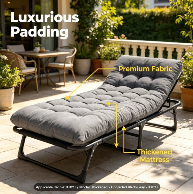 Grey Foldable Outdoor Lounge Chair / Camping Bed - Two sets - photo 4