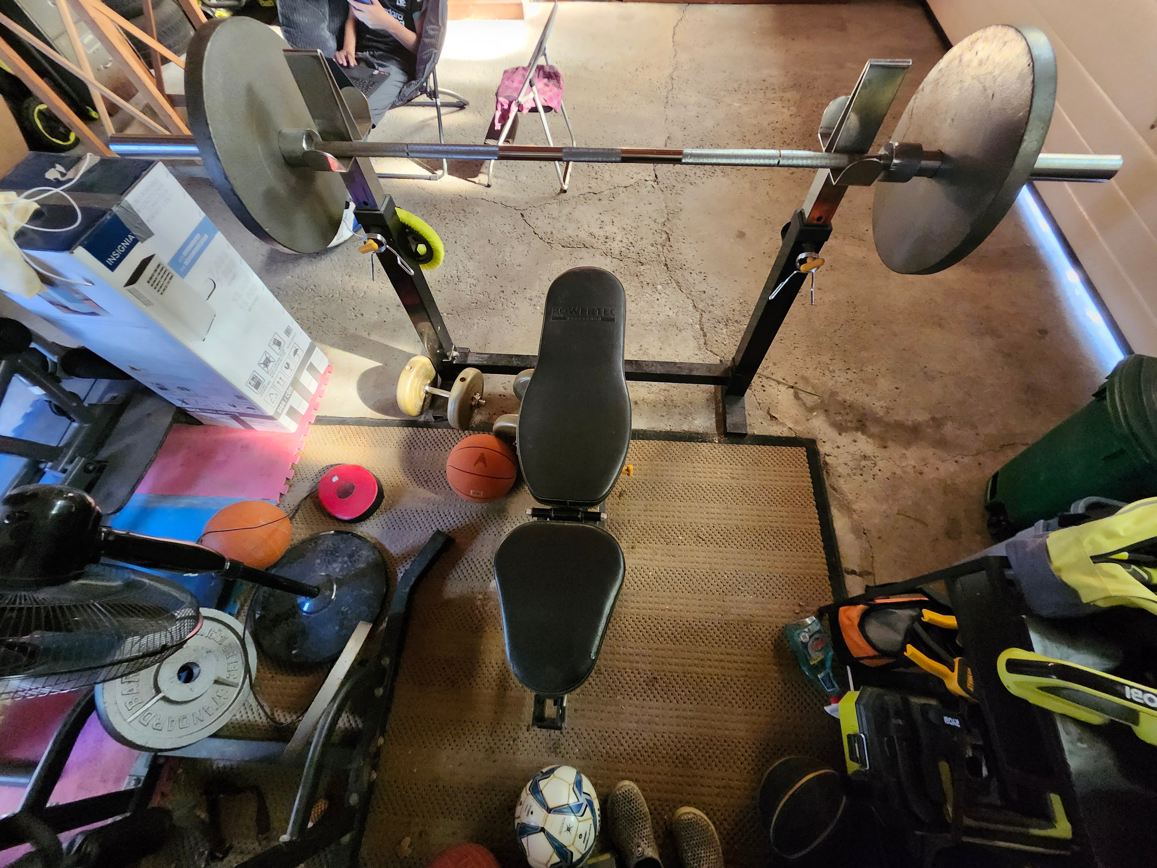 Adjustable Weight Bench + Olympic Bar & Weights