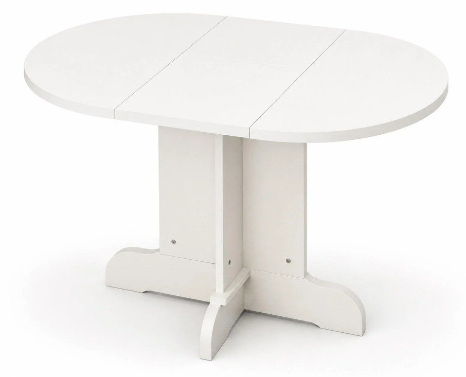White Oval Drop Leaf Dining Table