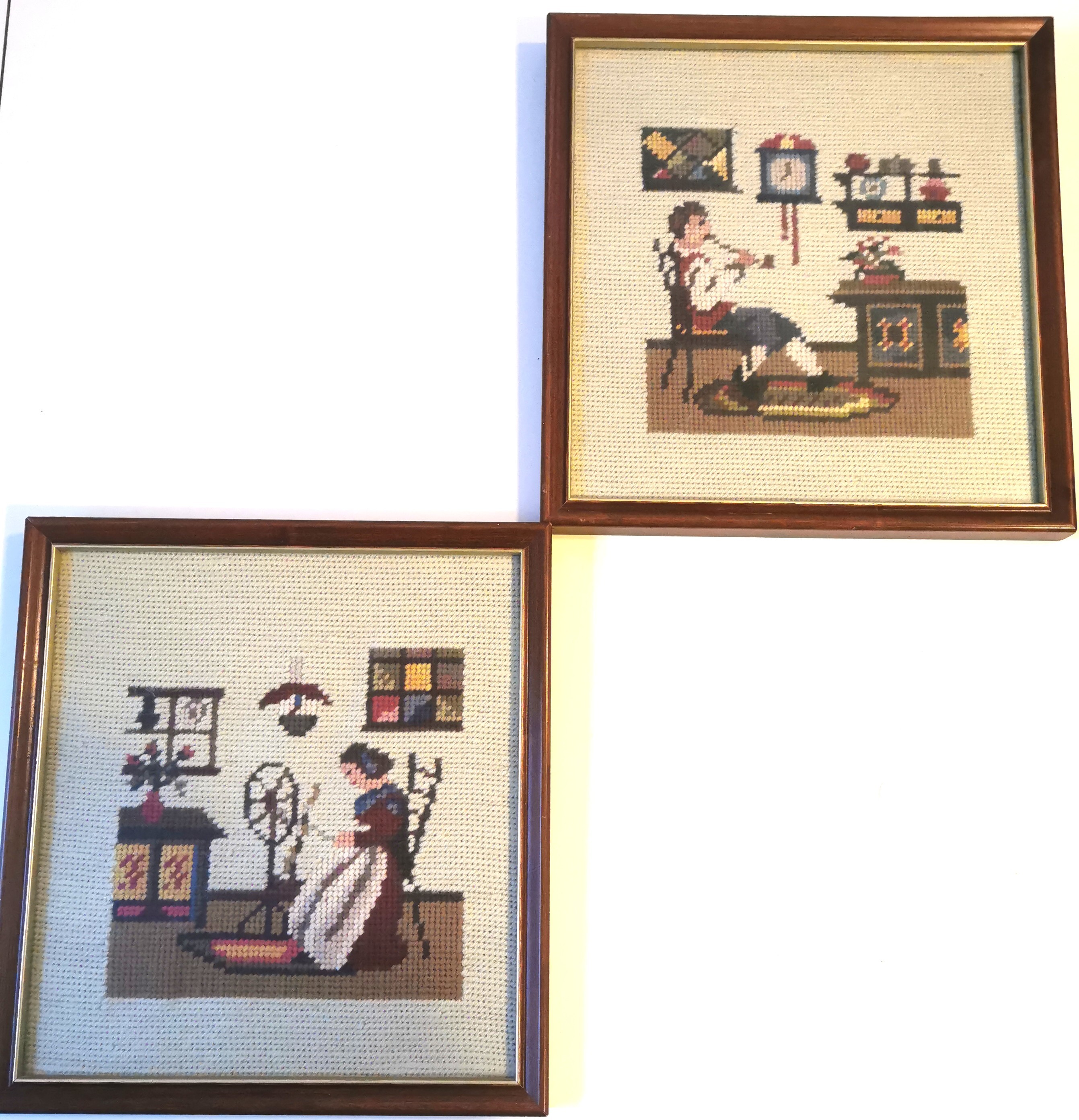 1976 Colonial Needlepoint Framed Art Pair of Framed Stitch Art - photo 5
