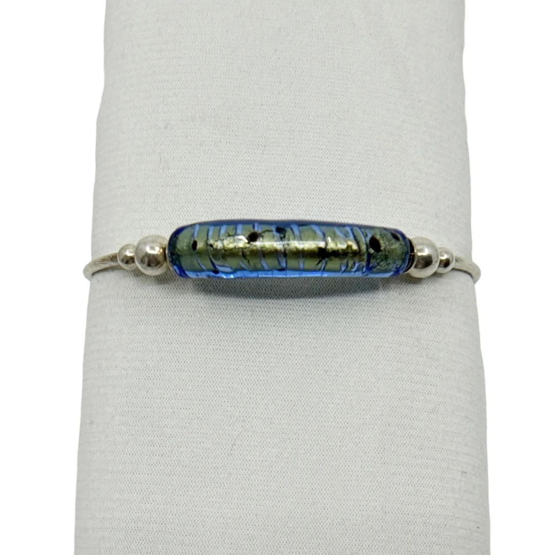 Italian sterling silver foil glass bead cuff bracelet - GM335 - photo 4