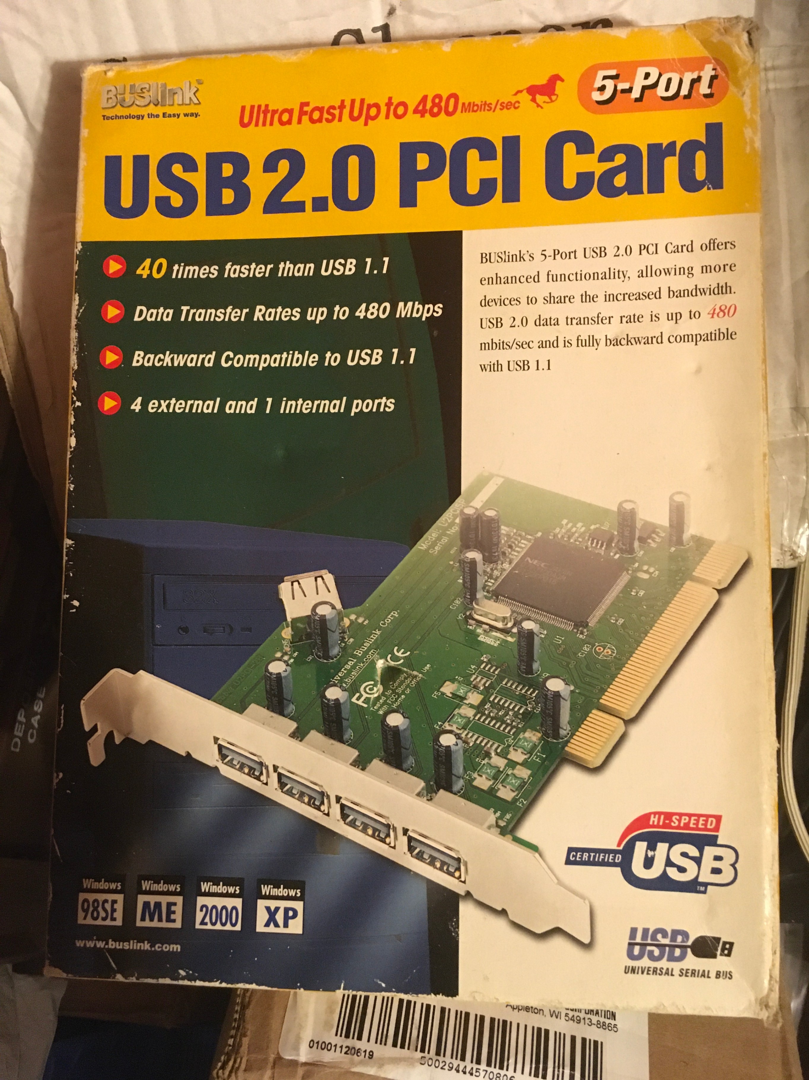 BUSlink 5-Port USB 2.0 PCI Card