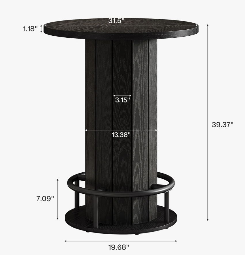 Round Bar Table with Footrest - New in box - photo 4