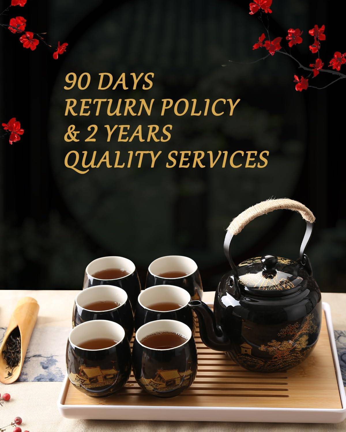Japanese Tea Set, Black Porcelain Tea Set - photo 3