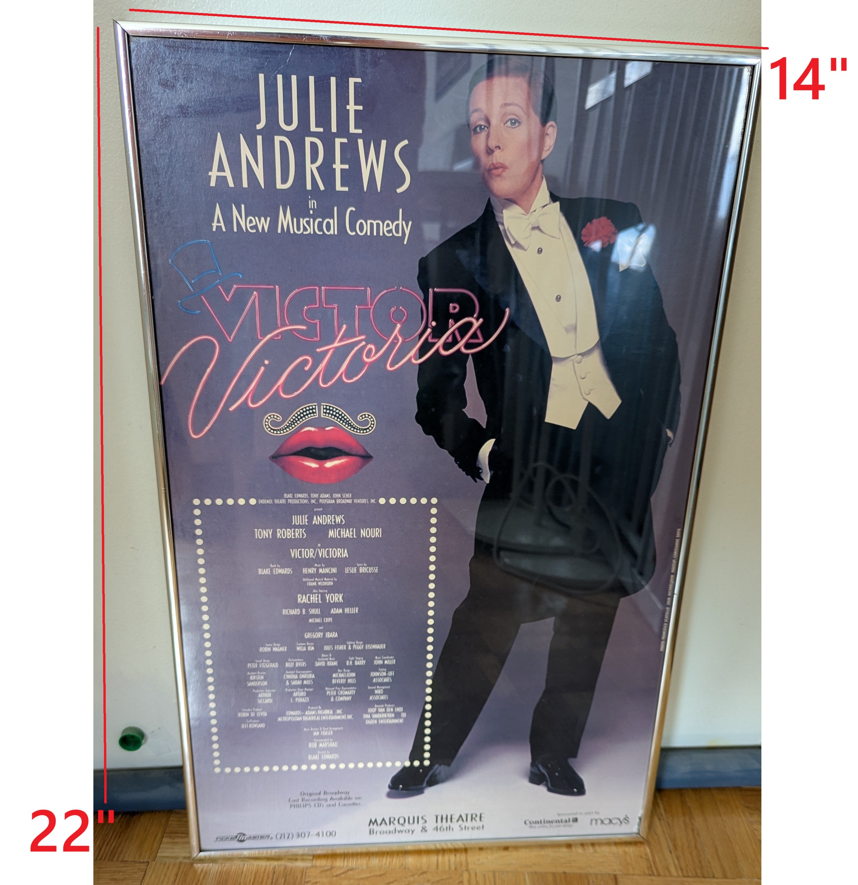 VICTOR VICTORIA MUSICAL COMEDY, BROADWAY WINDOW CARD/POSTER