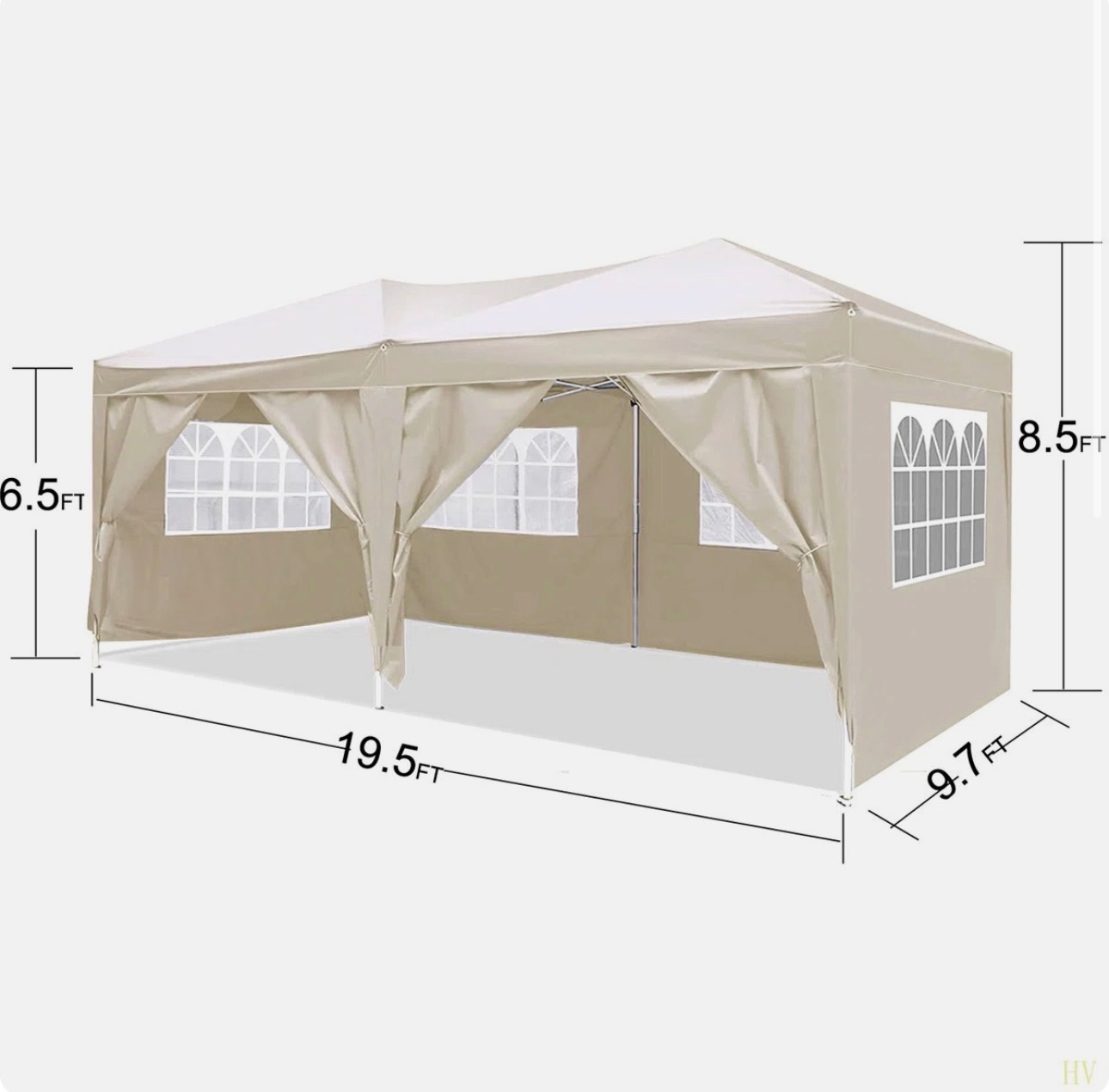 10'X20' Pop Up Canopy 6 Removable Sides Carry Bag Water/UV Proof - photo 2