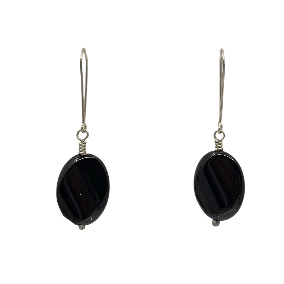 Hand made sterling silver onyx earrings - GM320 - photo 2