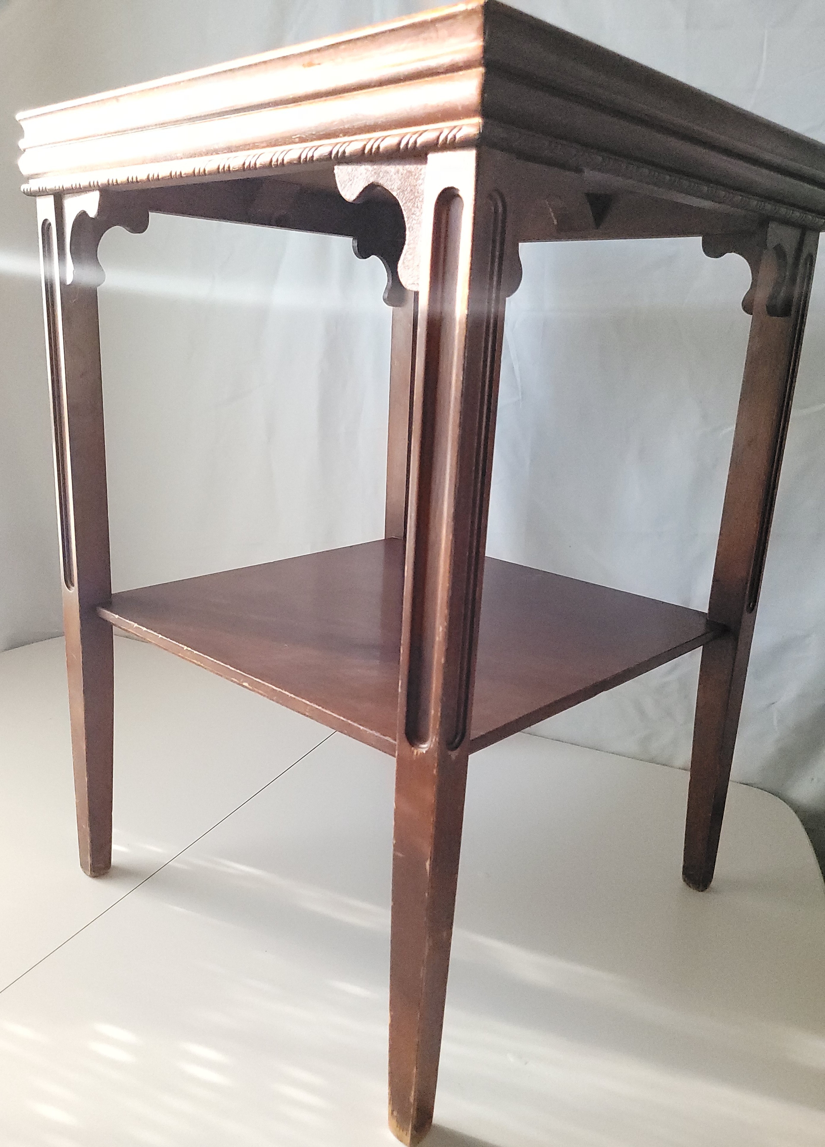 1930s Mahogany Two-Tier Side Table - 18" x 18" x 26"