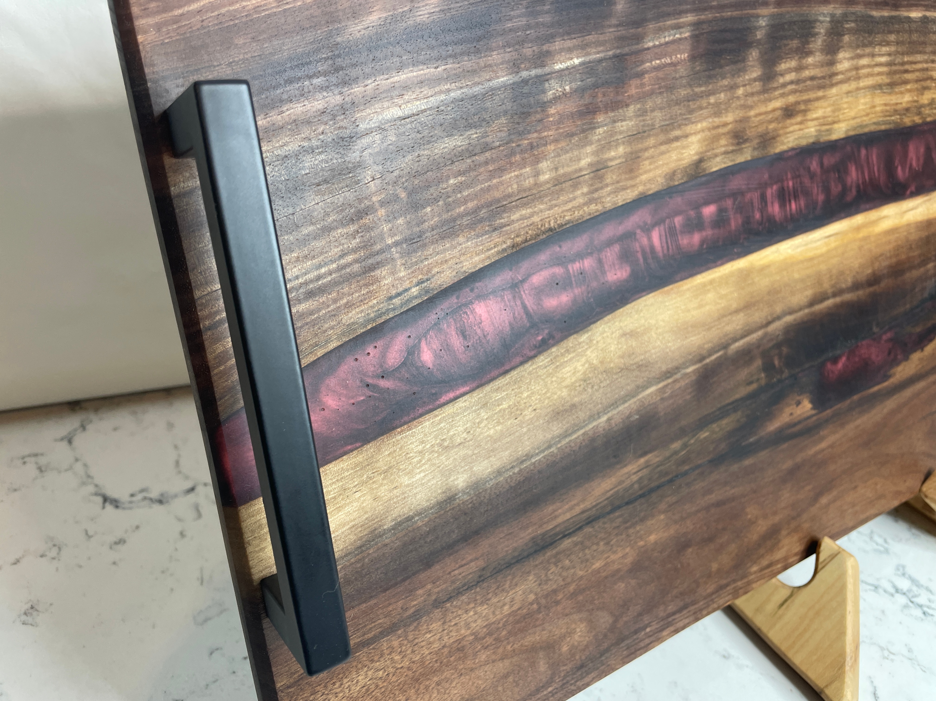 Live Edge Black Walnut Charcuterie Board w/ Dark Red Wine Epoxy - photo 3