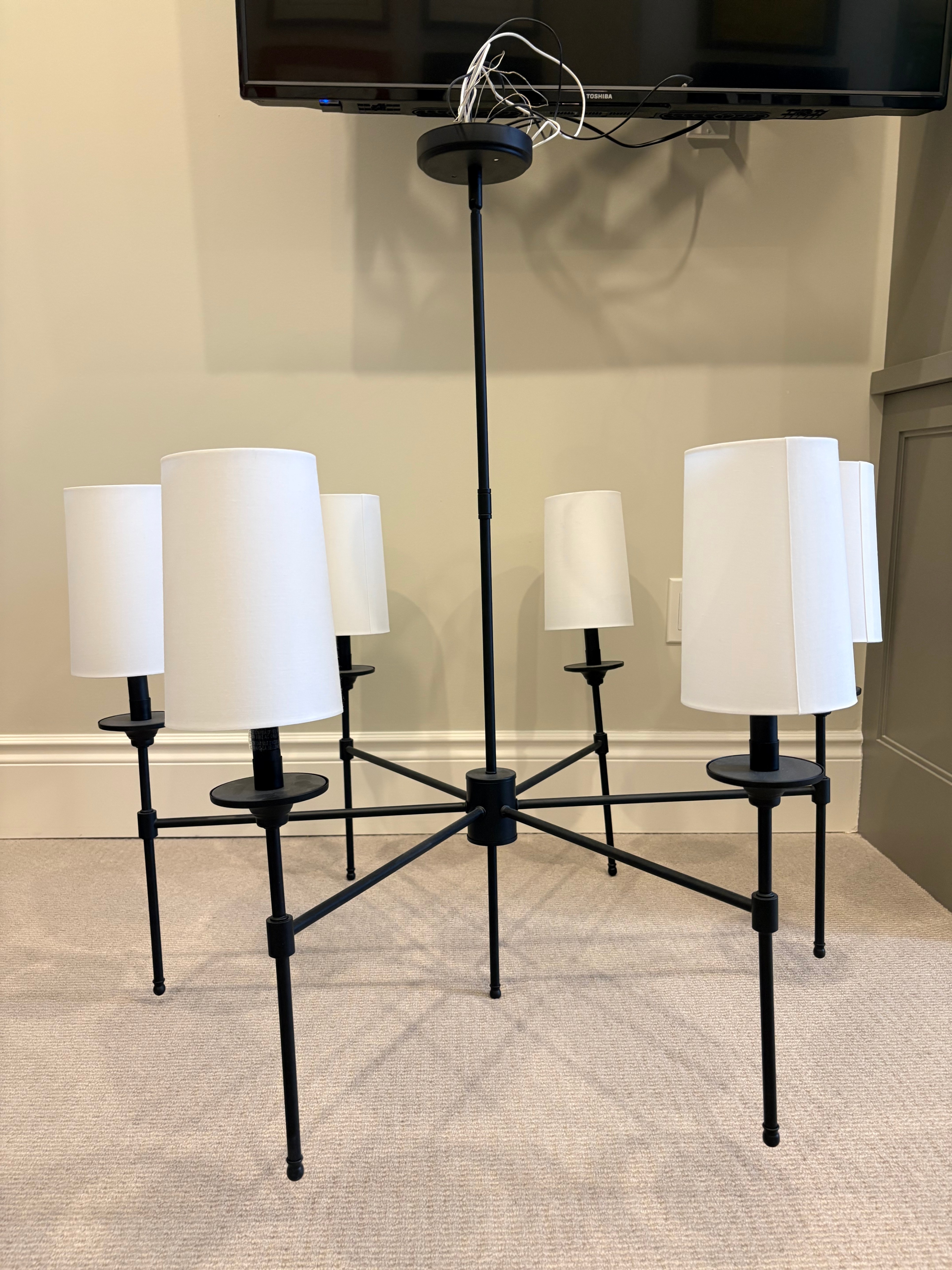 Contemporary chandelier with 6 white shades - photo 3