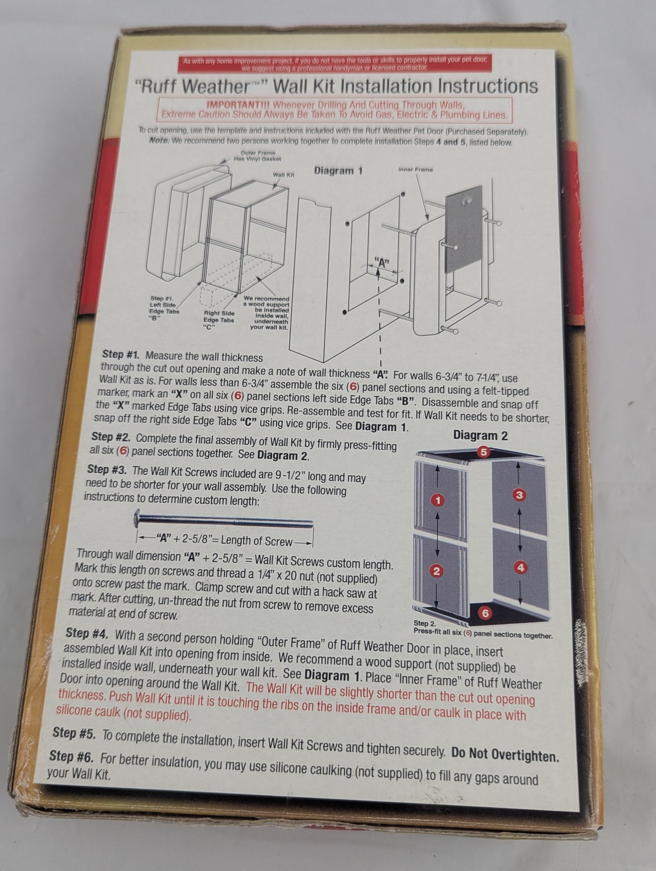 NEW Ruff Weather Small Pet Door Wall Kit RWSWK Cat Dog - photo 3