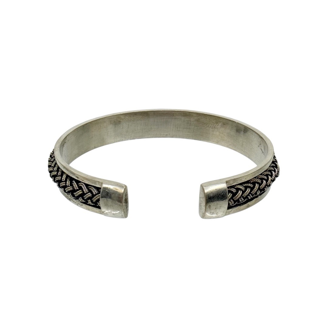 Hand Made silver plated braid cuff bracelet - GM301 - photo 4