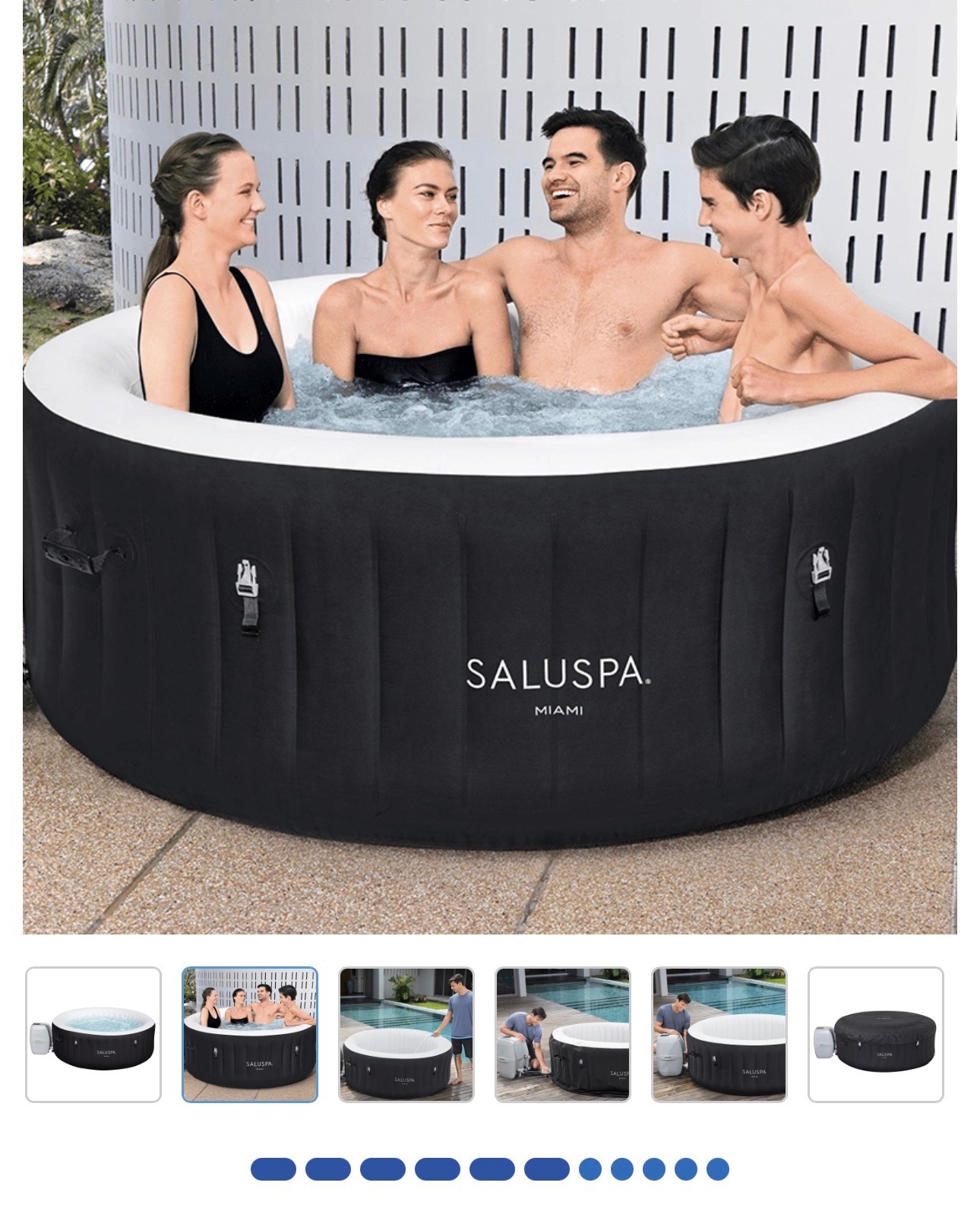 SEALED:Saluspa Miami Airjet  2-4Person Inflatable Spa Tub 71"x26