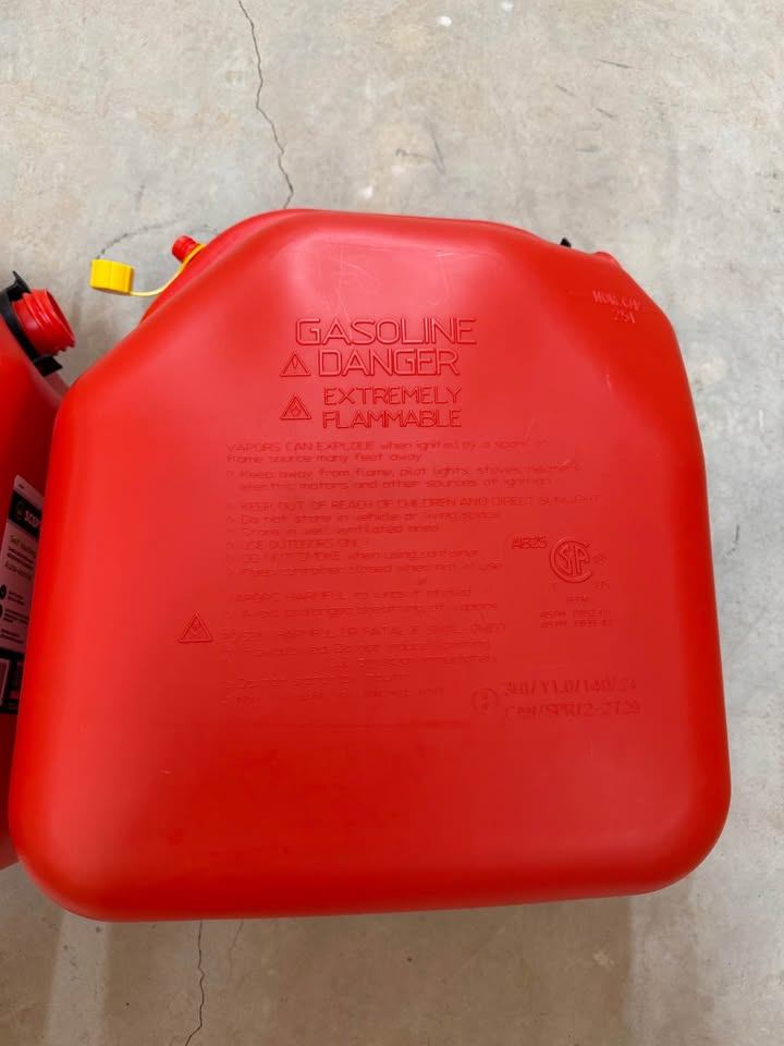 2x Red Gasoline Fuel Canister
