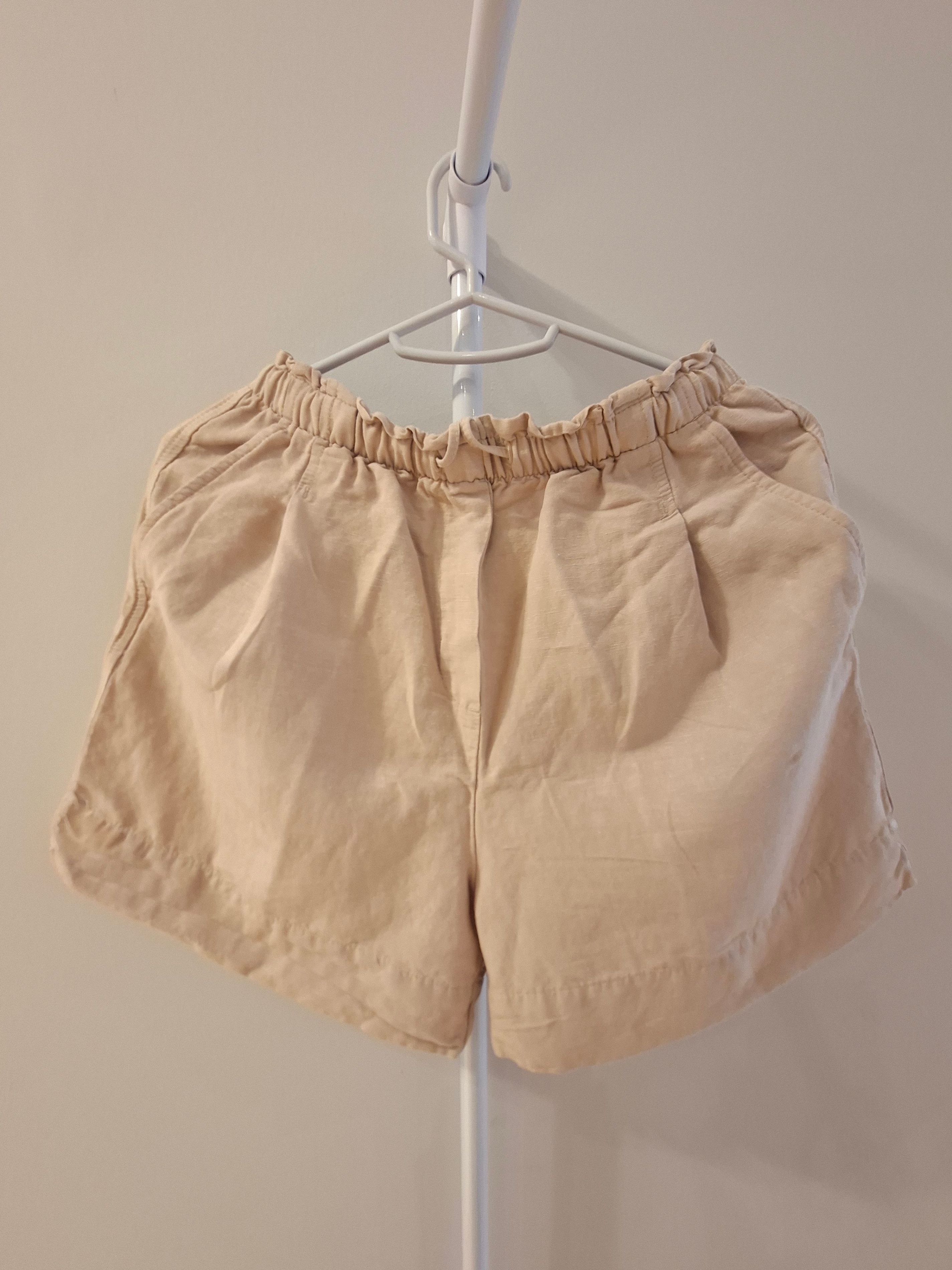 Women's Beige Linen Blend Shorts
