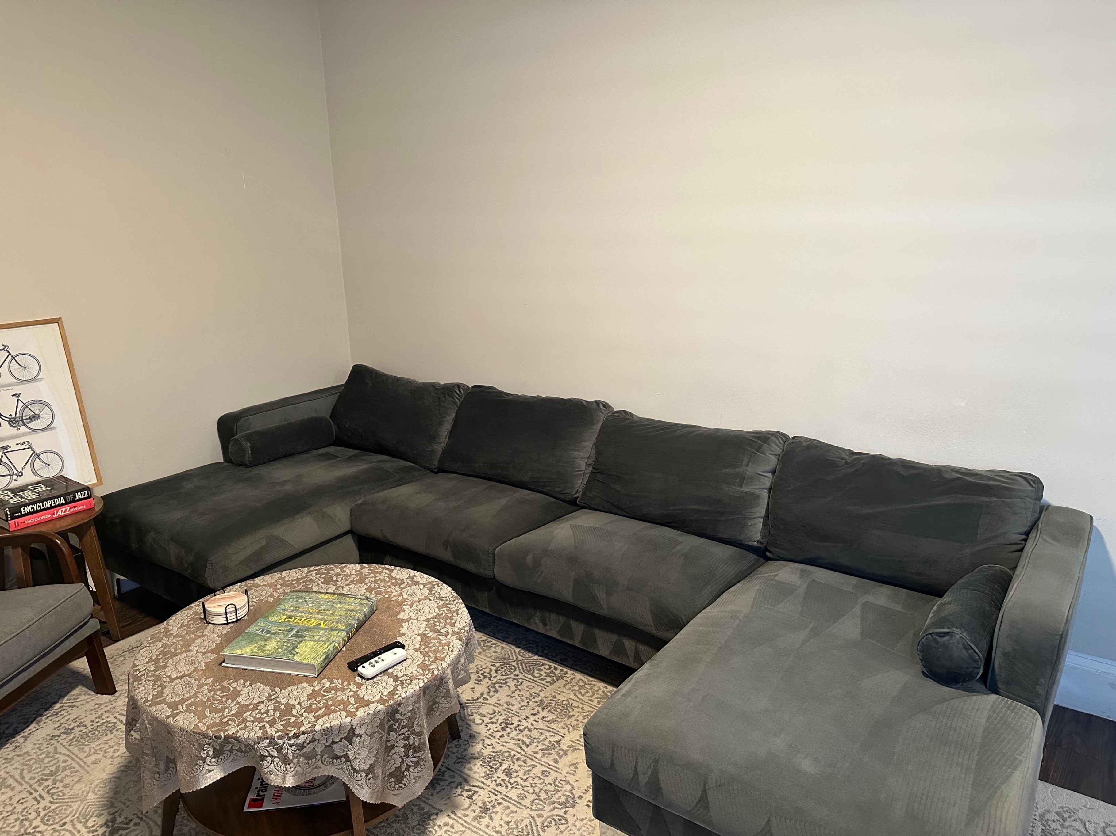Large U-Shaped Sectional Sofa – Charcoal Gray, Double Chaise