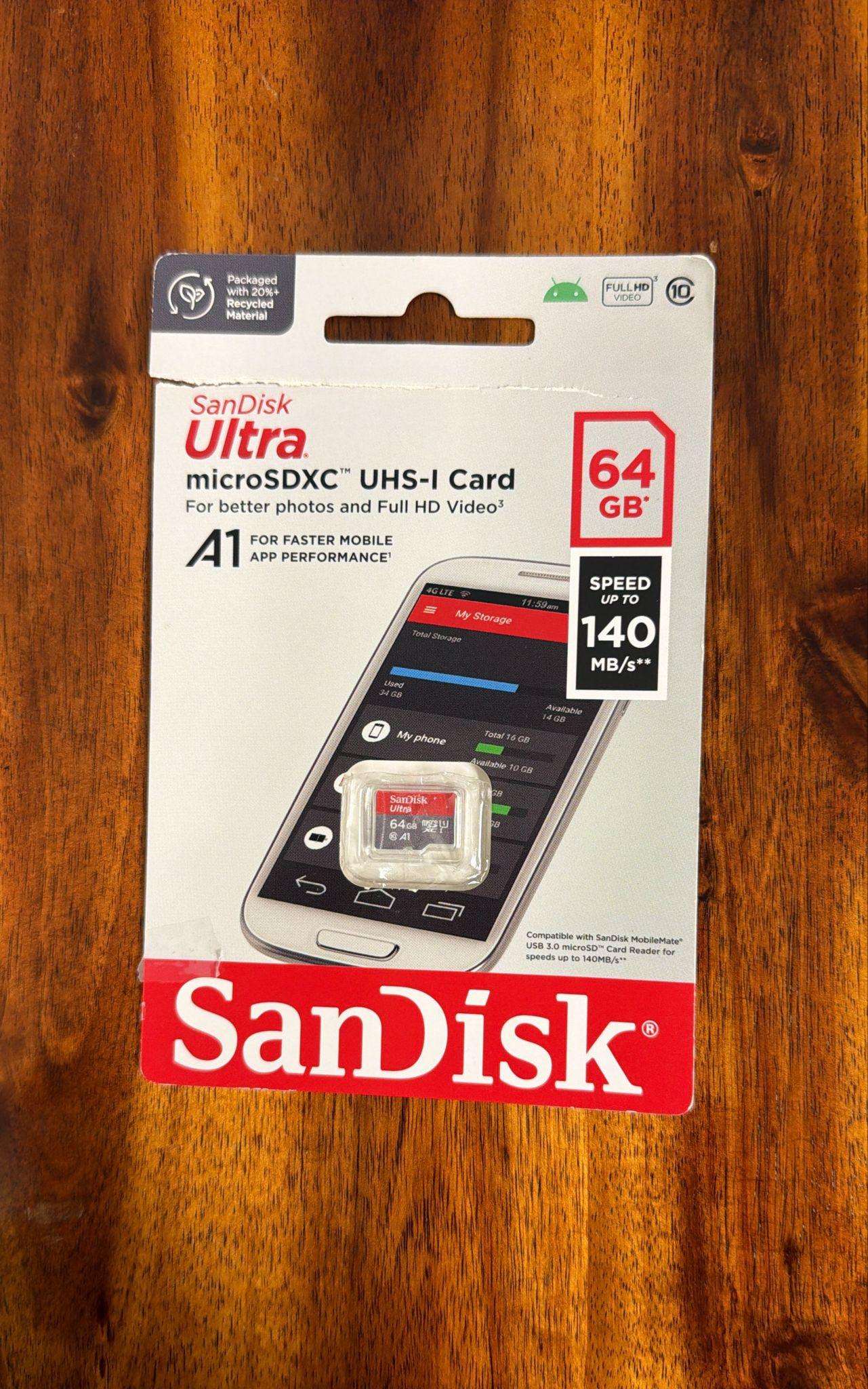 SanDisk 64GB Ultra microSDXC with SD Adapter - up to 140 MB/s