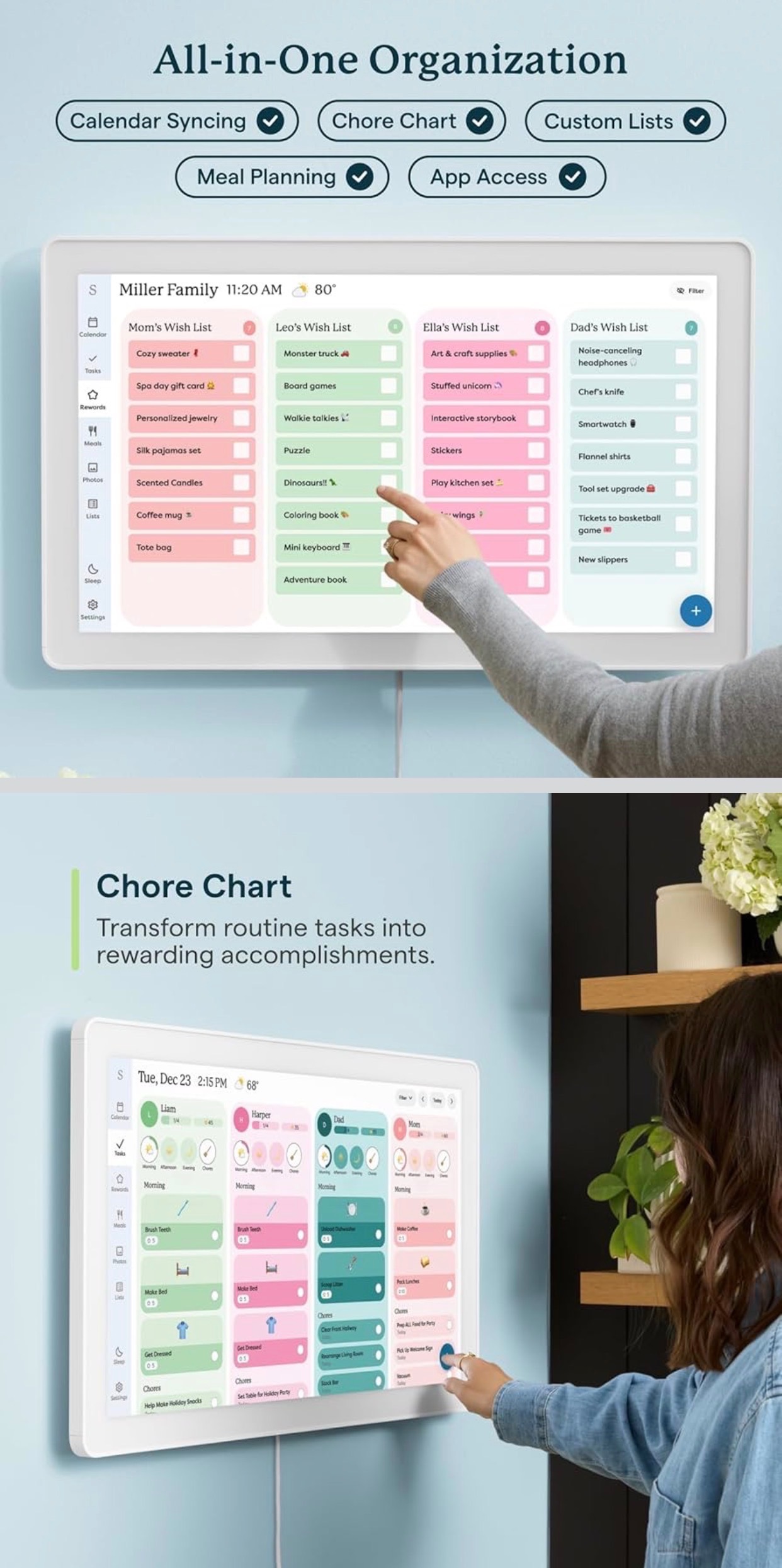 NEW: 27" Calendar Max Smart Digital Chore Chart Family Organizer - photo 5