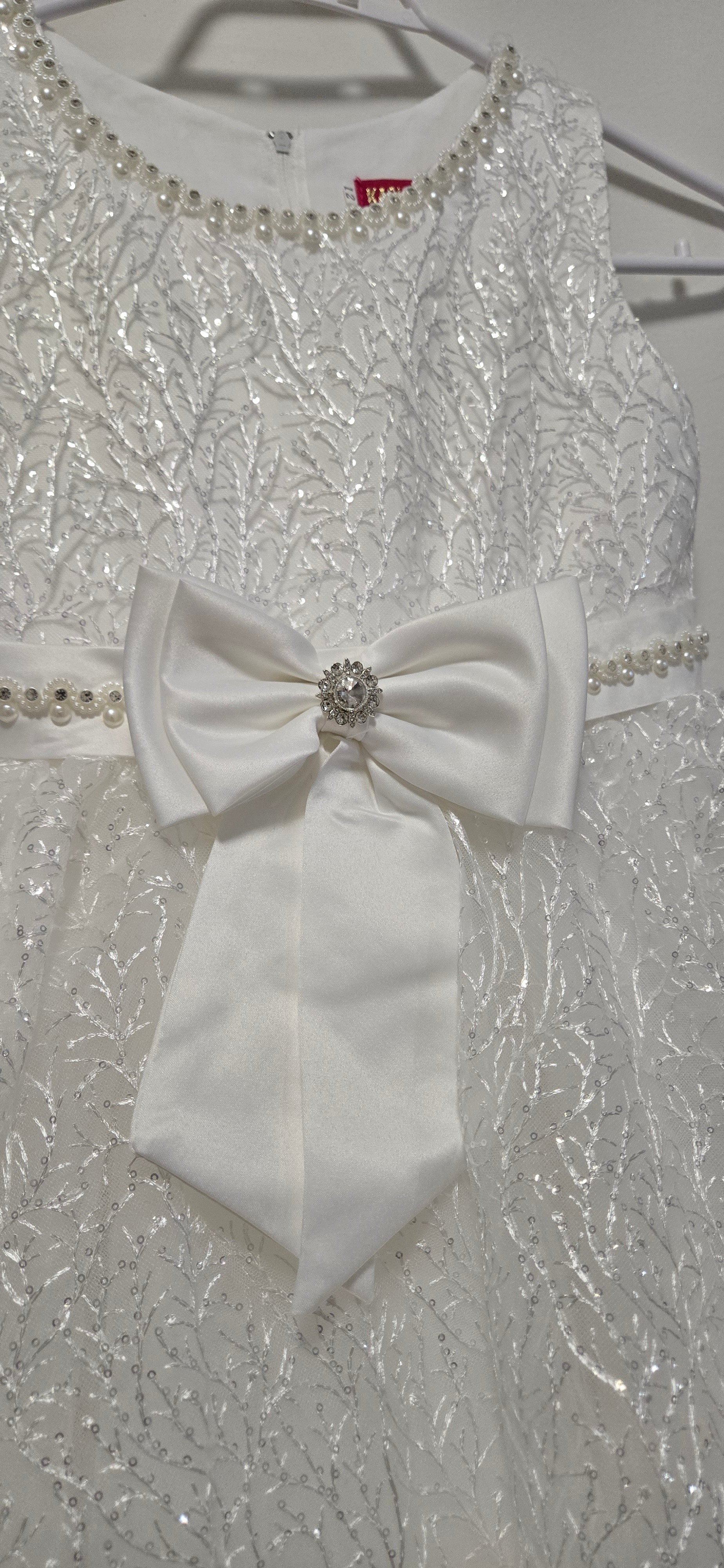White Beaded & Bow Dress - 9732 - photo 2