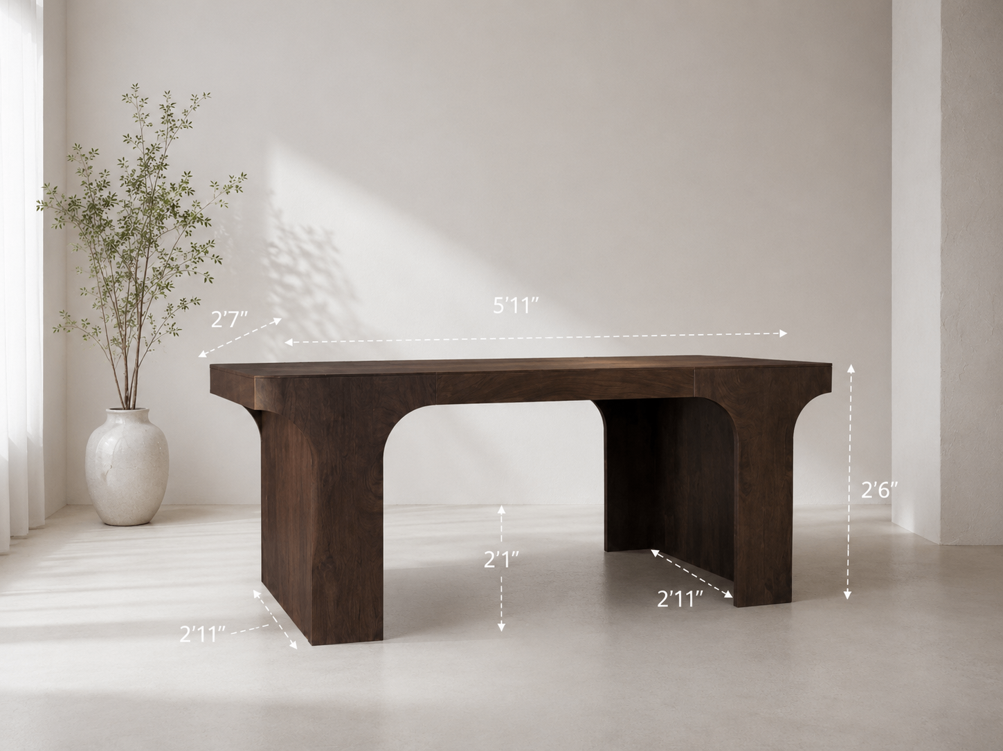 Modern Solid Wood Dining Table – Contemporary Walnut Finish 71” - photo 2