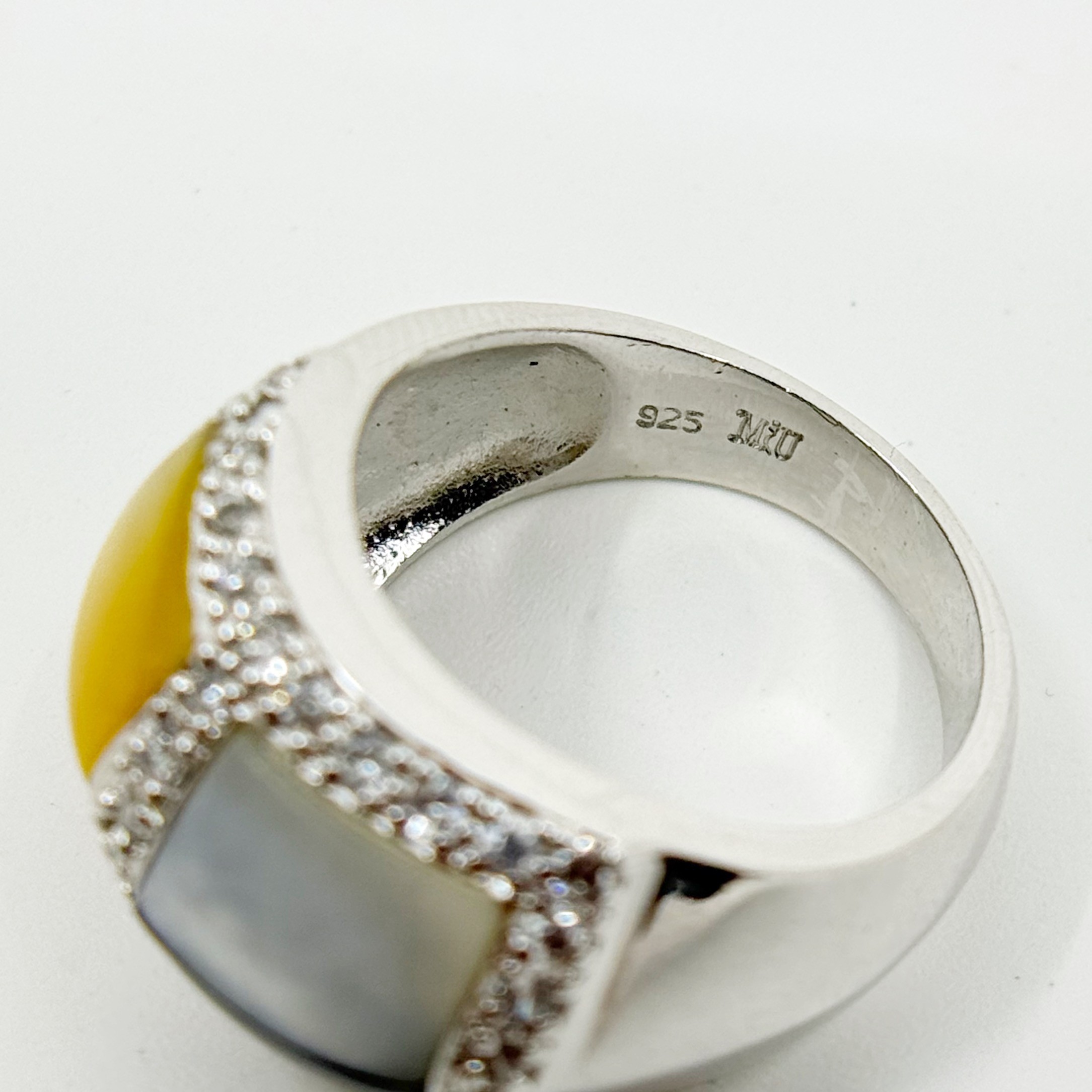 MIU sterling silver mother of pearl & cubic zirconia ring - photo 4