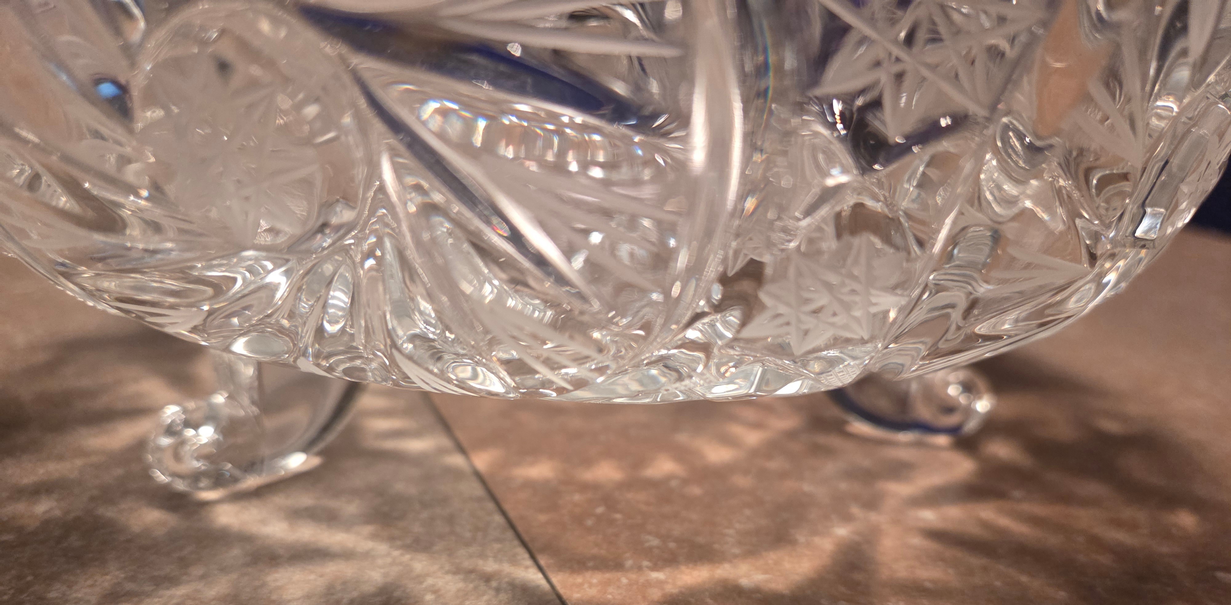 Vintage Bohemian tri-footed crystal bowl - photo 2