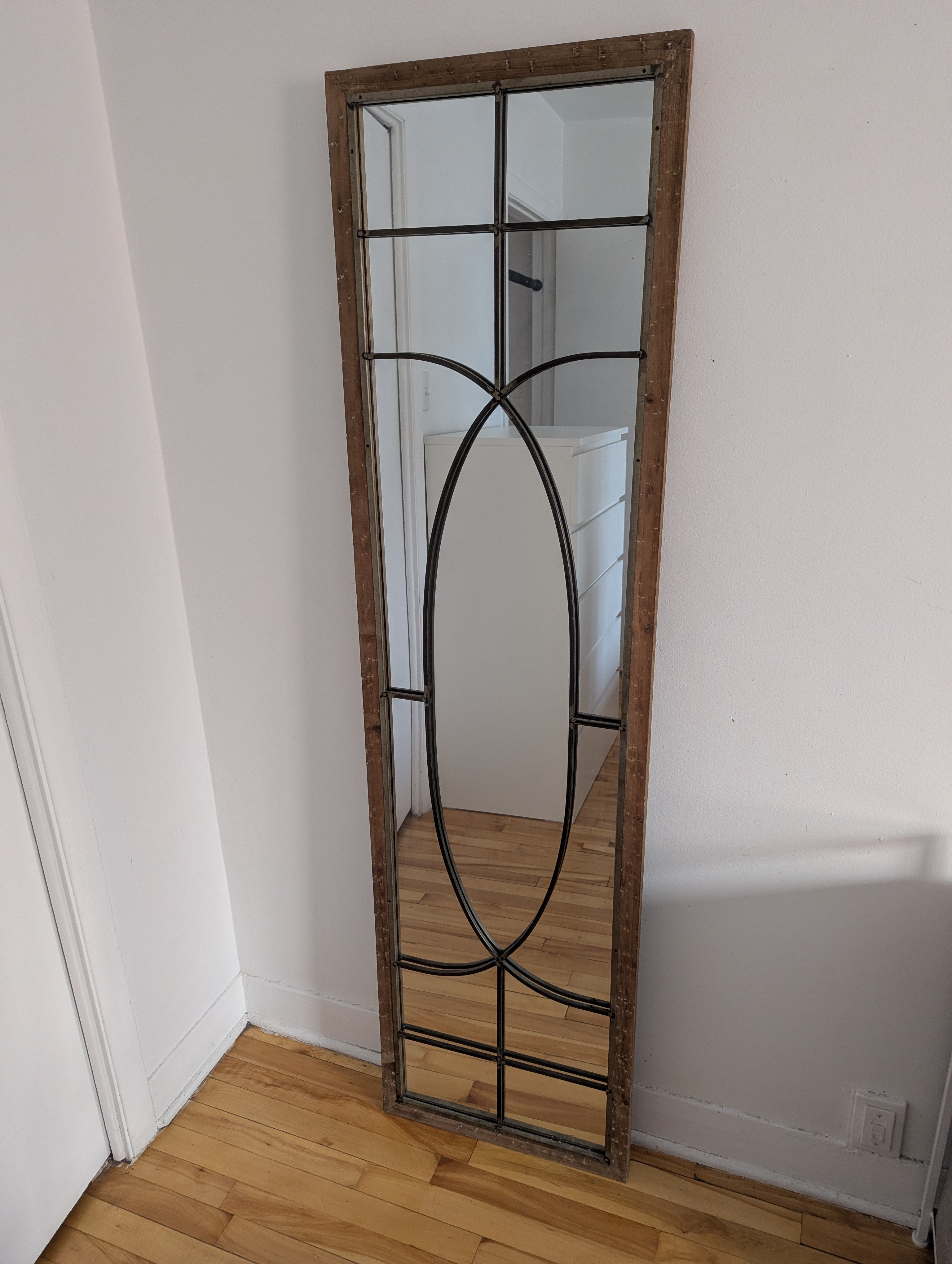 Standing Floor Mirror with Wood Frame