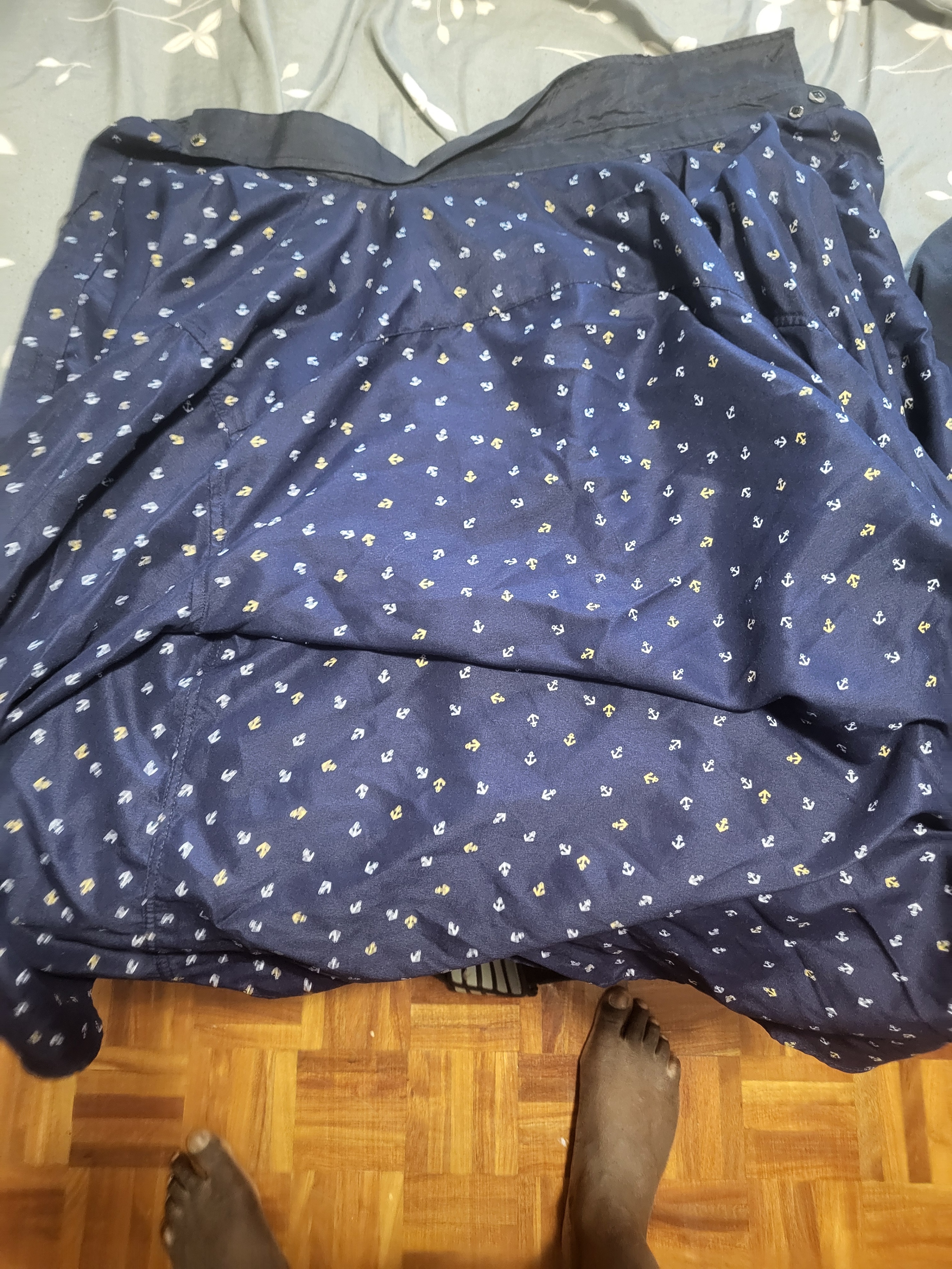 Men's Navy Anchor Print Button-Up Shirt