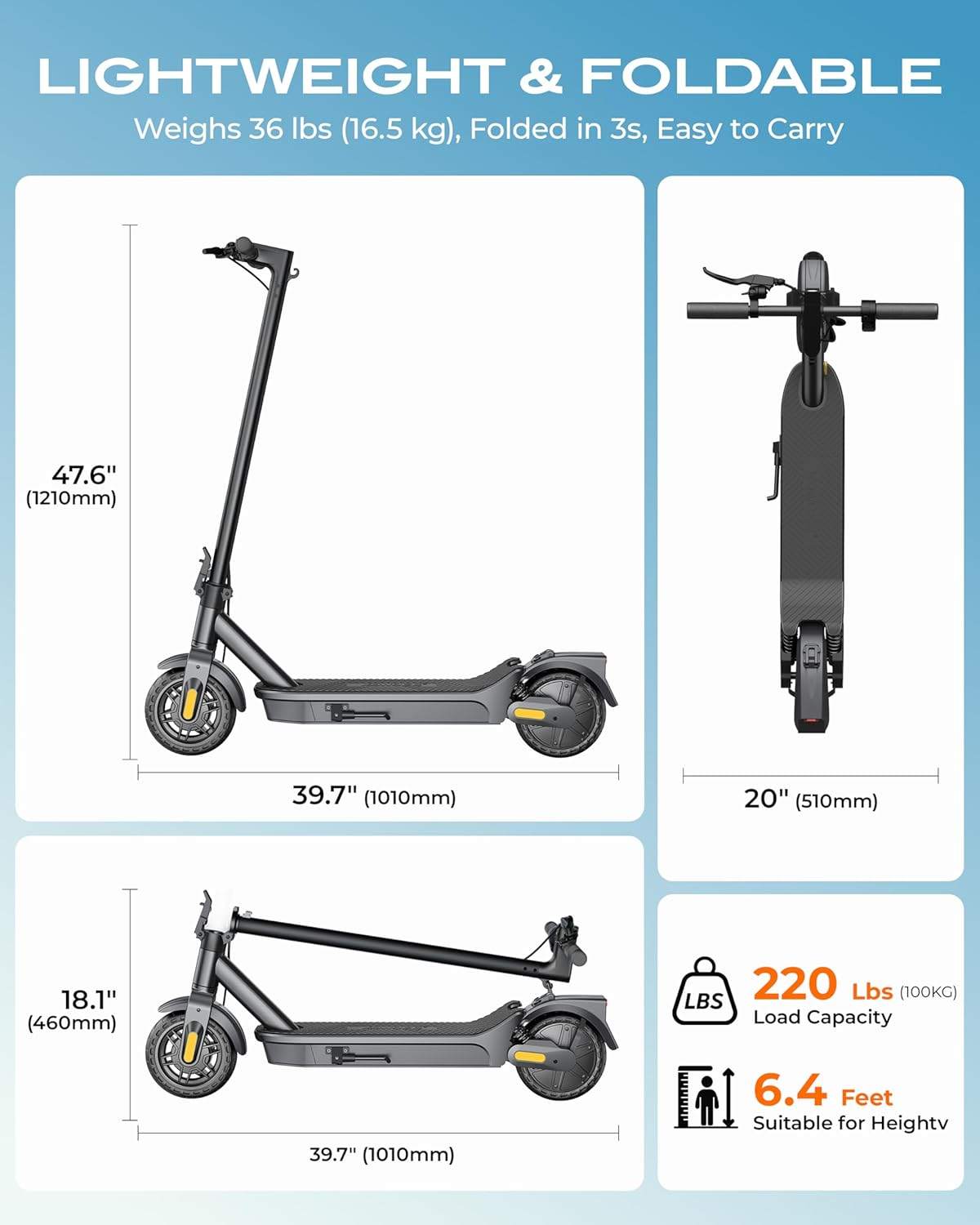 KOWOEE Foldable Electric Scooter 32km/h Long Range - photo 3