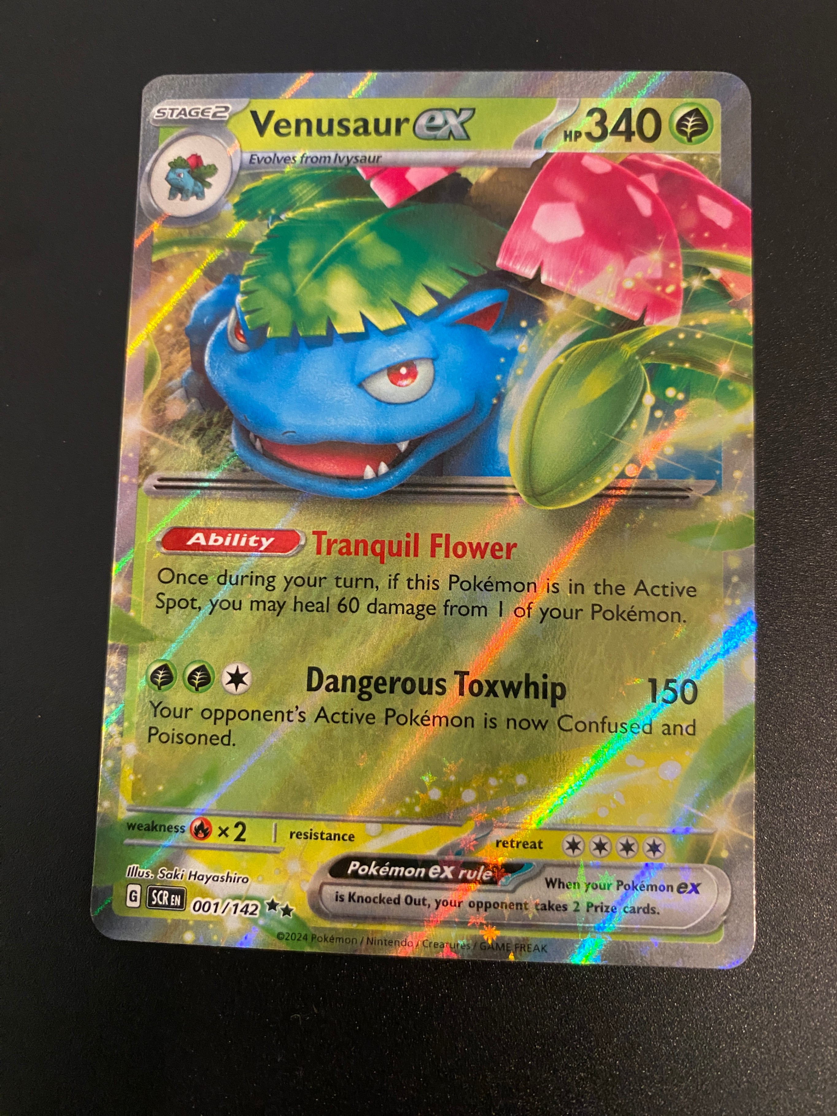 Pokemon Venusaur ex 1/142 Stellar Crown H Card Double Rare Holo