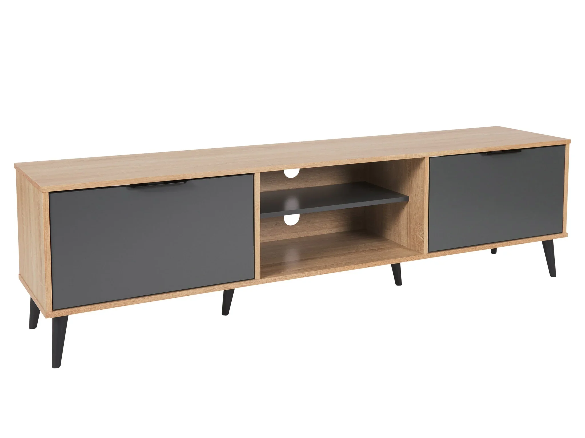 NEW 85” TV Stand with Storage | Light Wood & Grey - photo 2