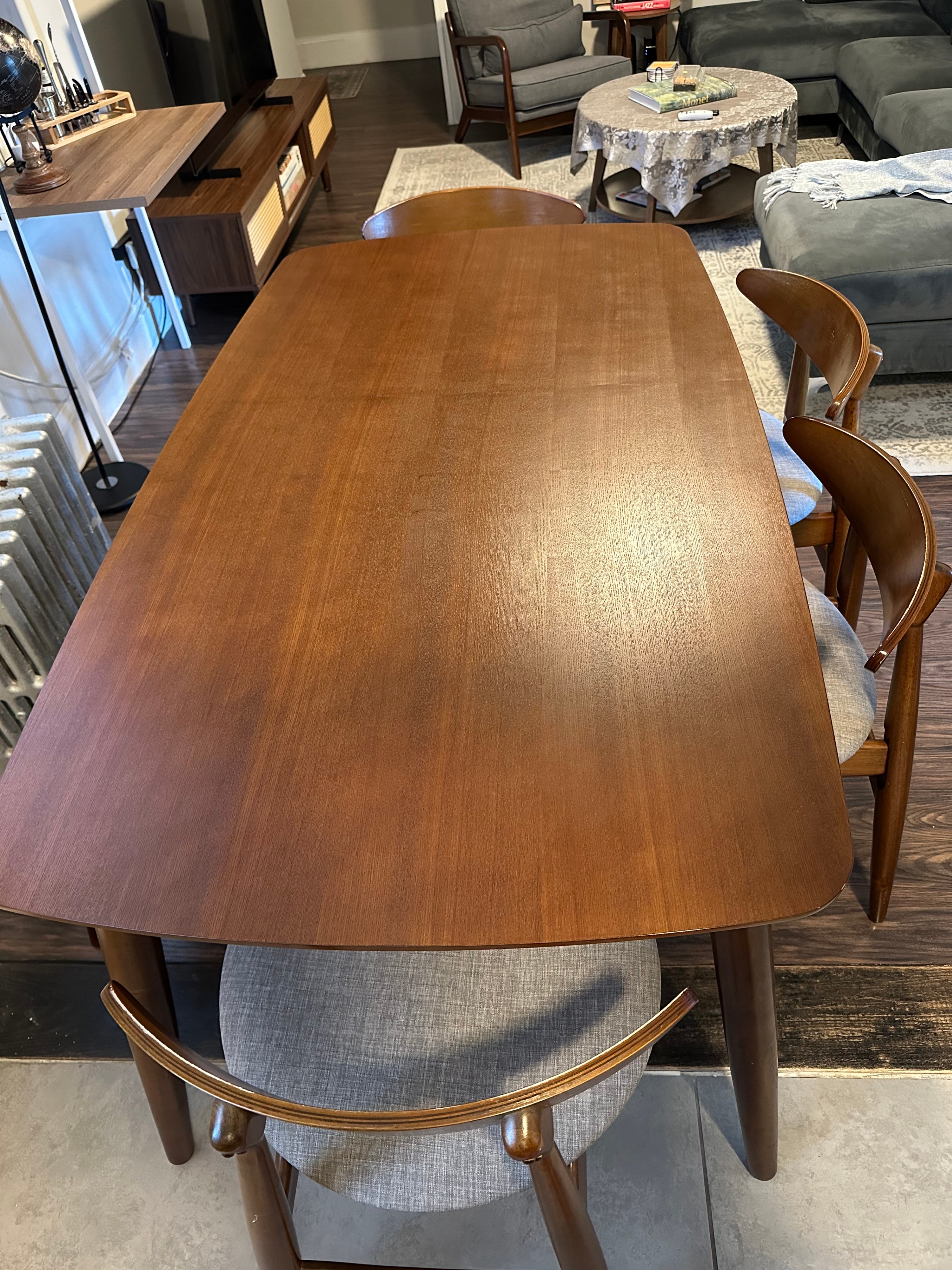 Mid-Century Modern Dining Set – Table, 4 Chairs + Bench - photo 2