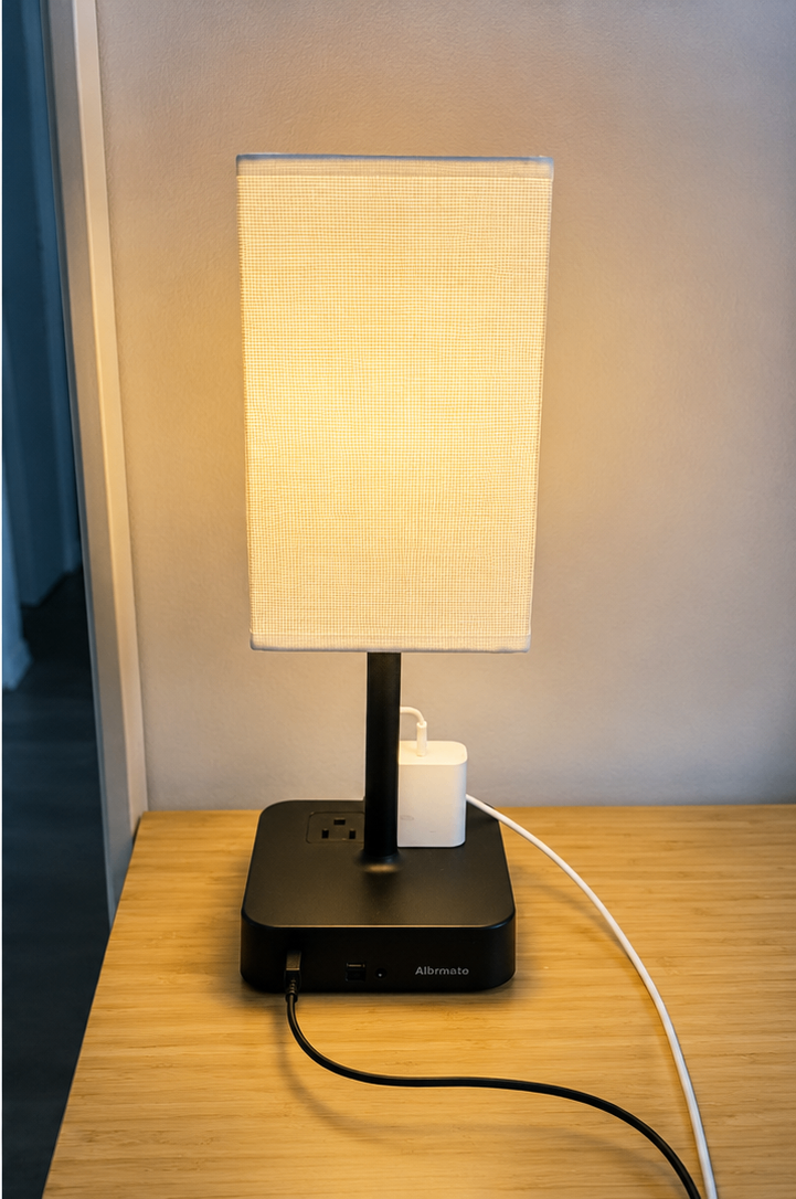 Small Table Lamp — Black Base with White Shade