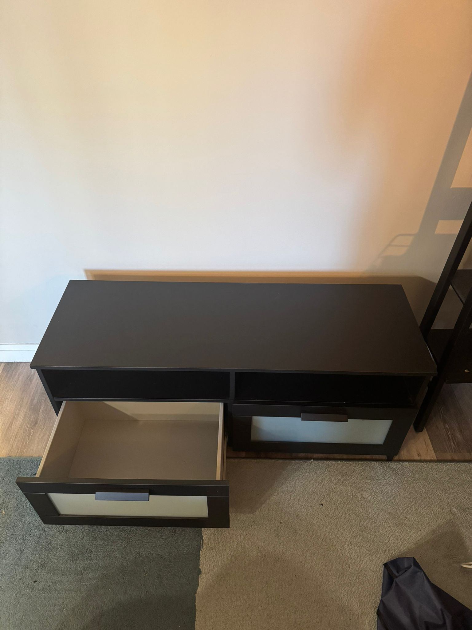IKEA TV Stand / Media Console – Black-Brown – 2 Drawers - photo 4