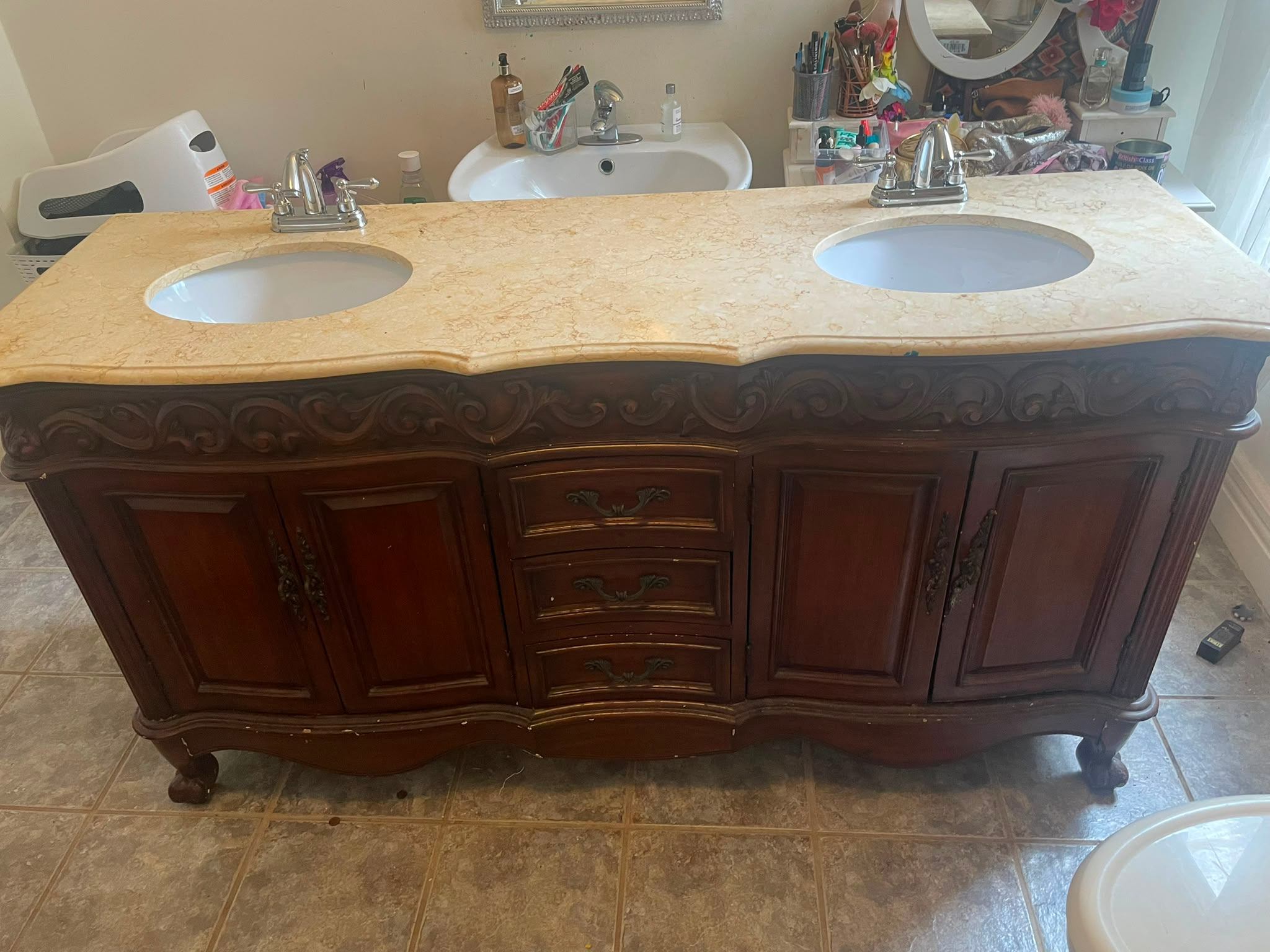 Double Sink Bathroom Vanity with Marble Top – $200 OBO - photo 3