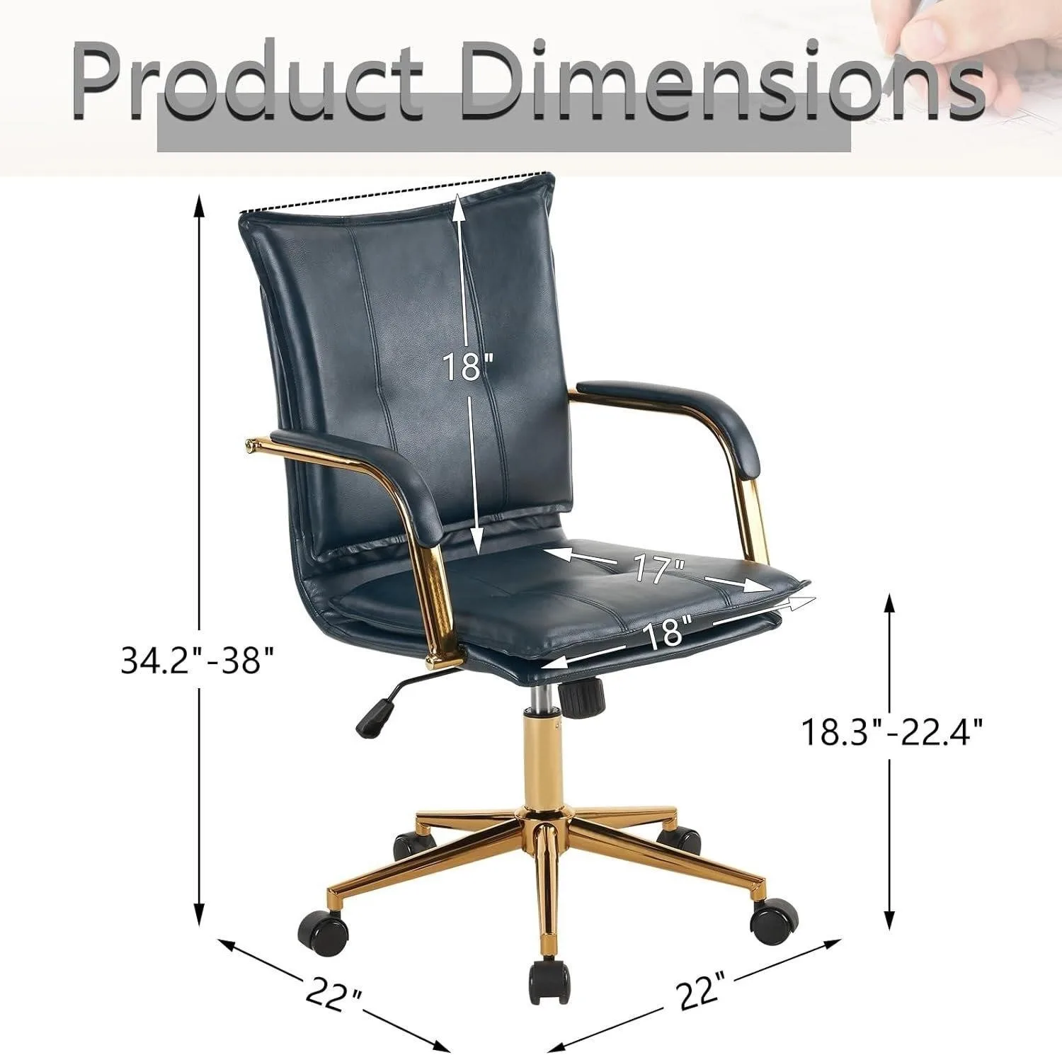 BRAND NEW Dark Blue Office Chair - photo 3