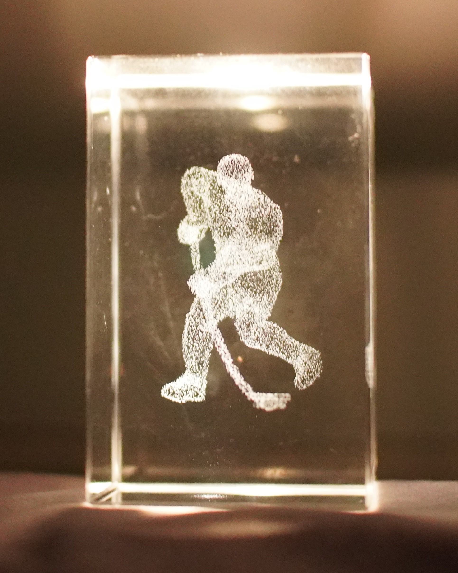 Crystal Laser Etched Hockey Player Figurine