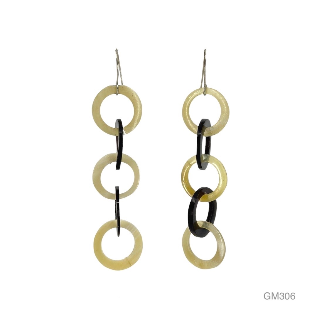 sterling silver horn link shoulder duster earrings - GM306