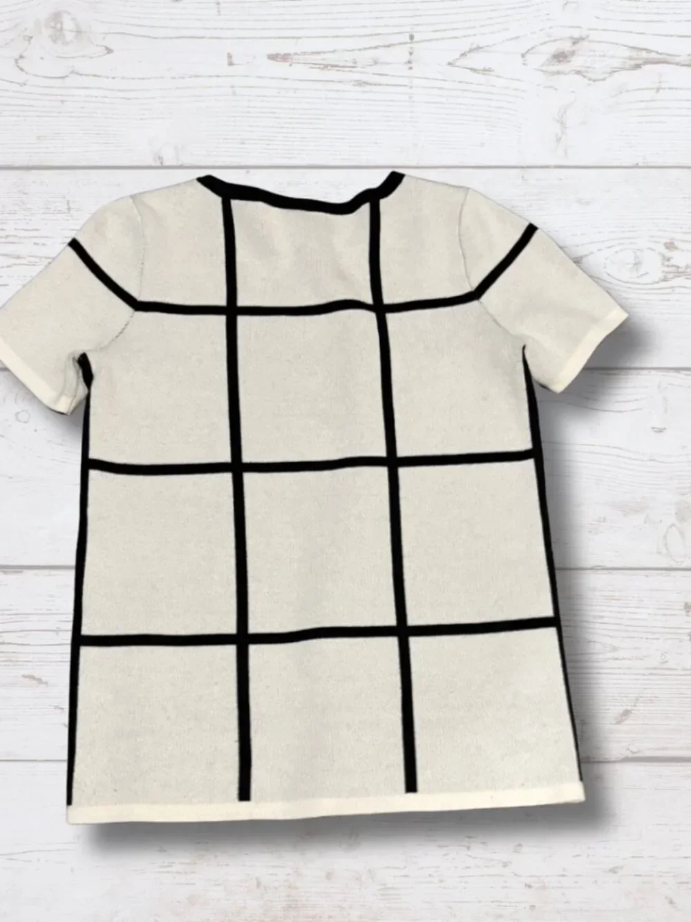 Ann Taylor Factory Petite Black & White Checkered Sweater Top - photo 4