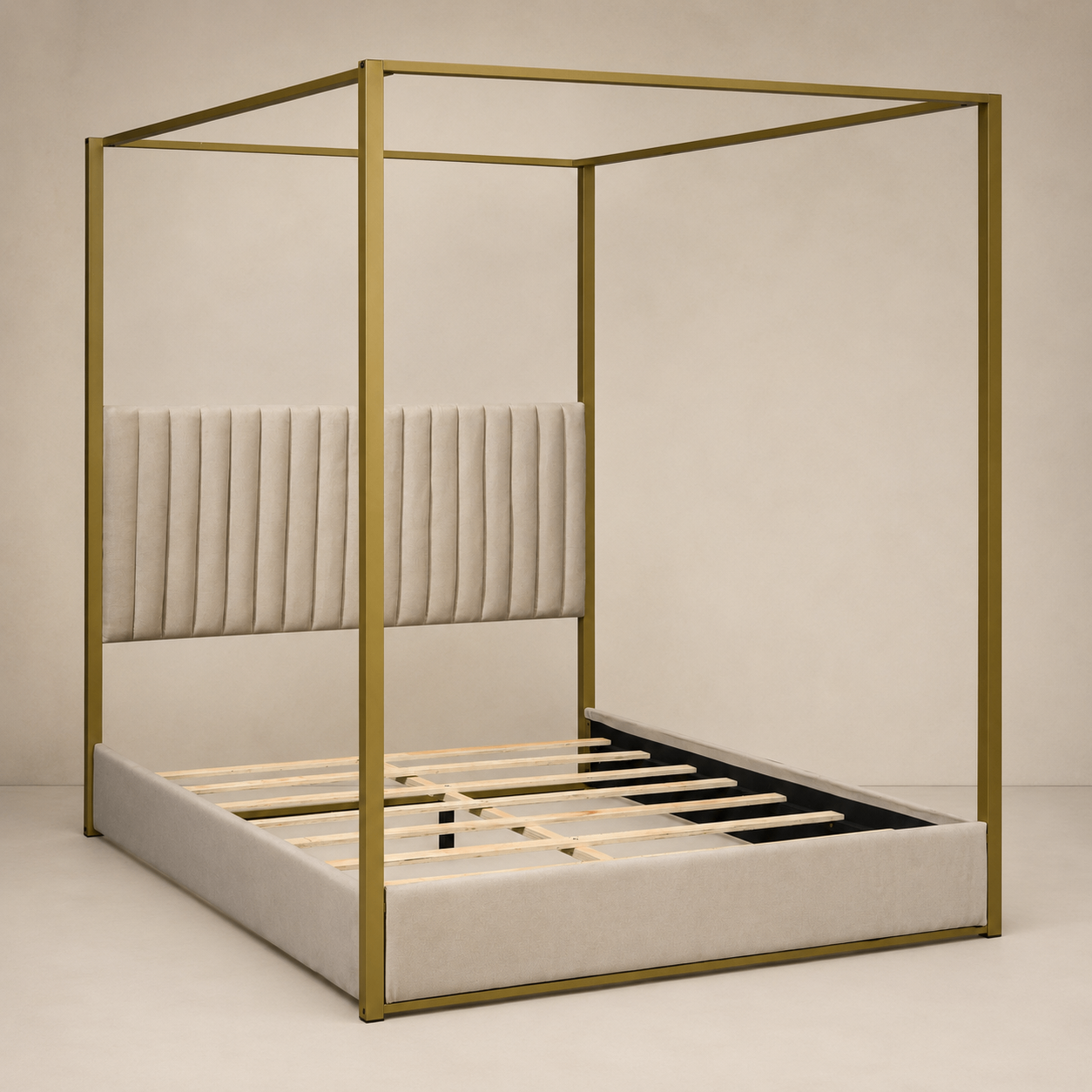 Queen Size Four Poster Bed Frame – Modern Canopy Platform Bed - photo 2