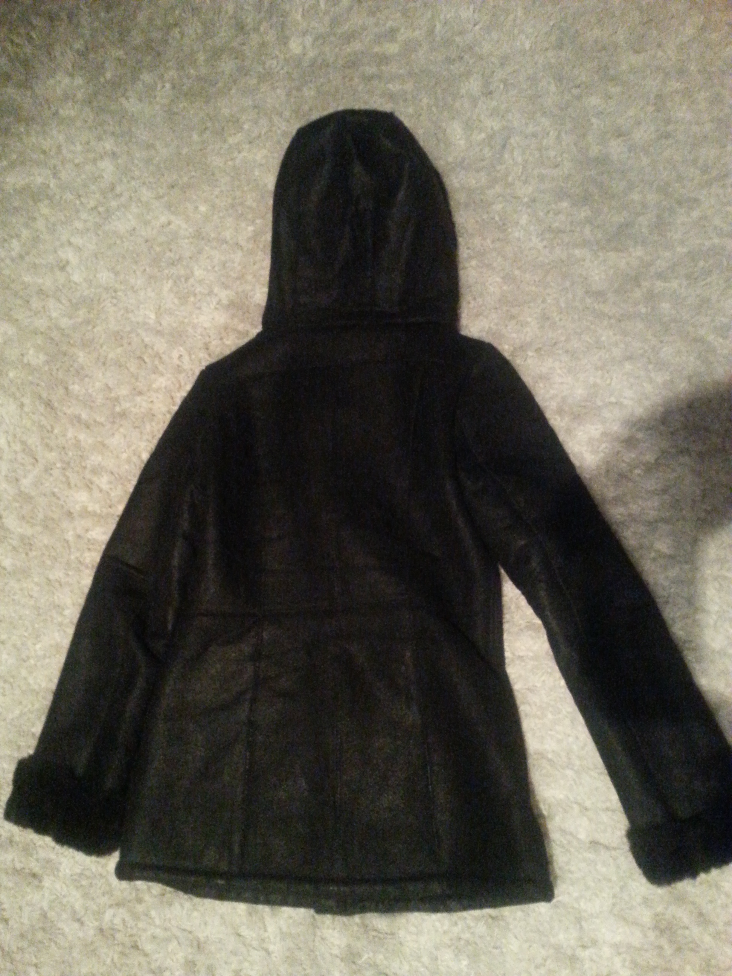 DANIER BLACK LEATHER WINTER COAT WITH HOOD - photo 2