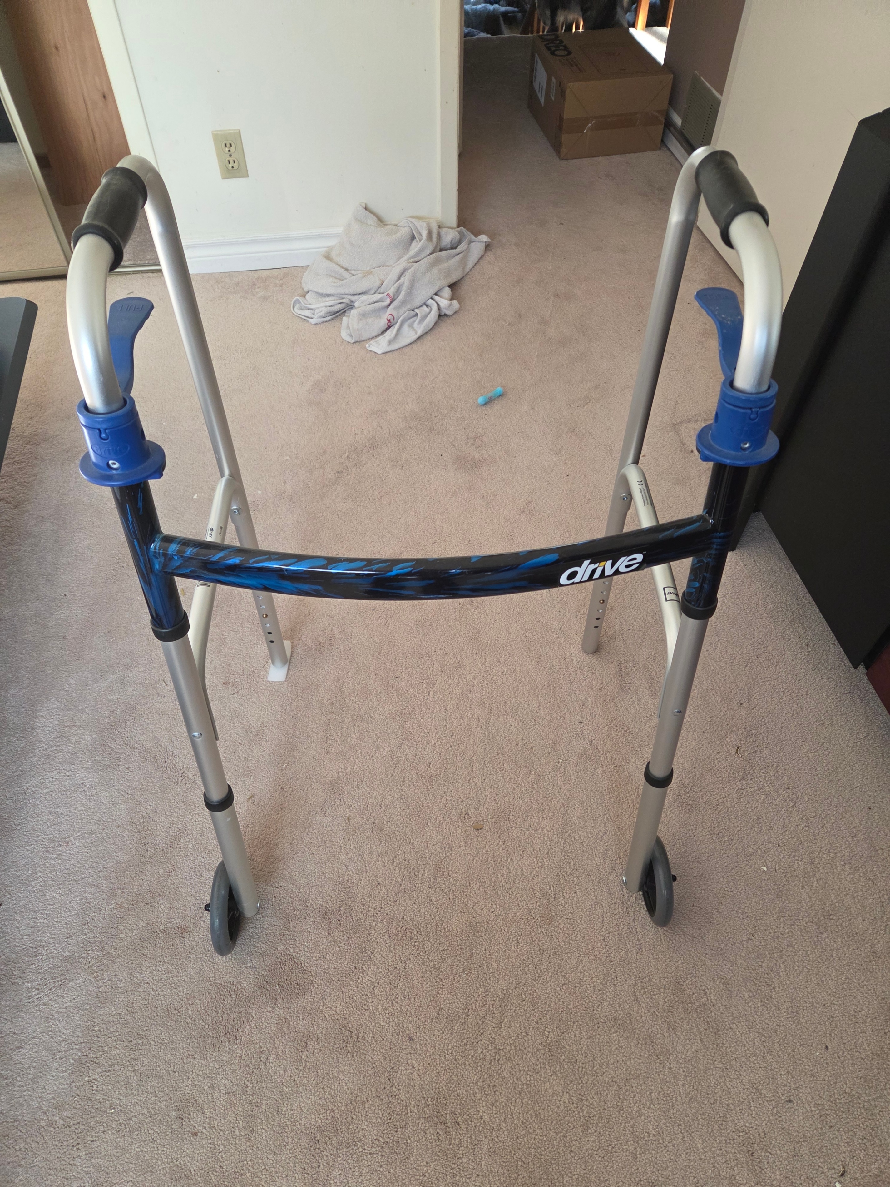 Drive Medical Folding Rolling Walker w/ Wheels & Ski Glides - photo 2
